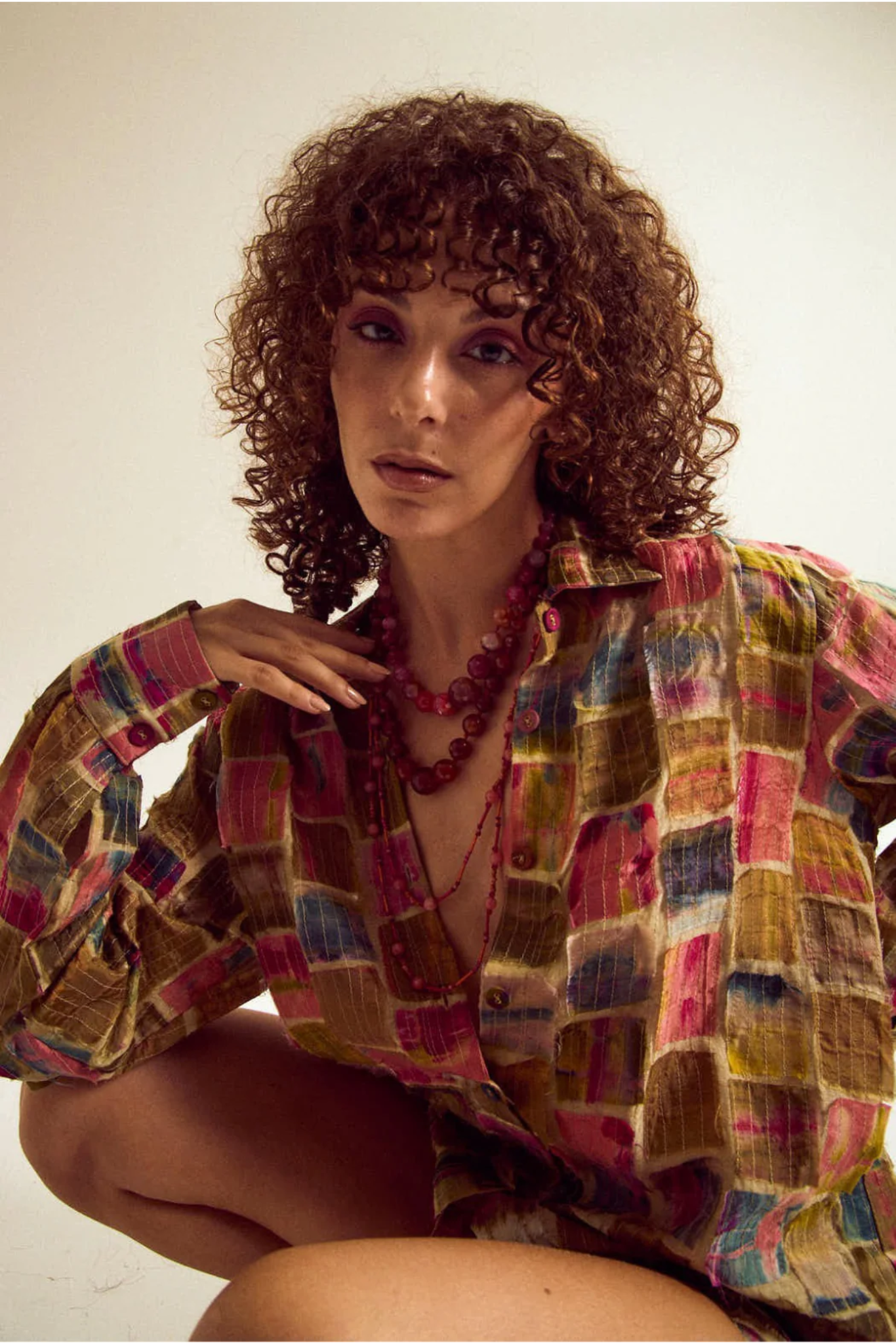 Cosmos Patchwork Shirt- Ecru