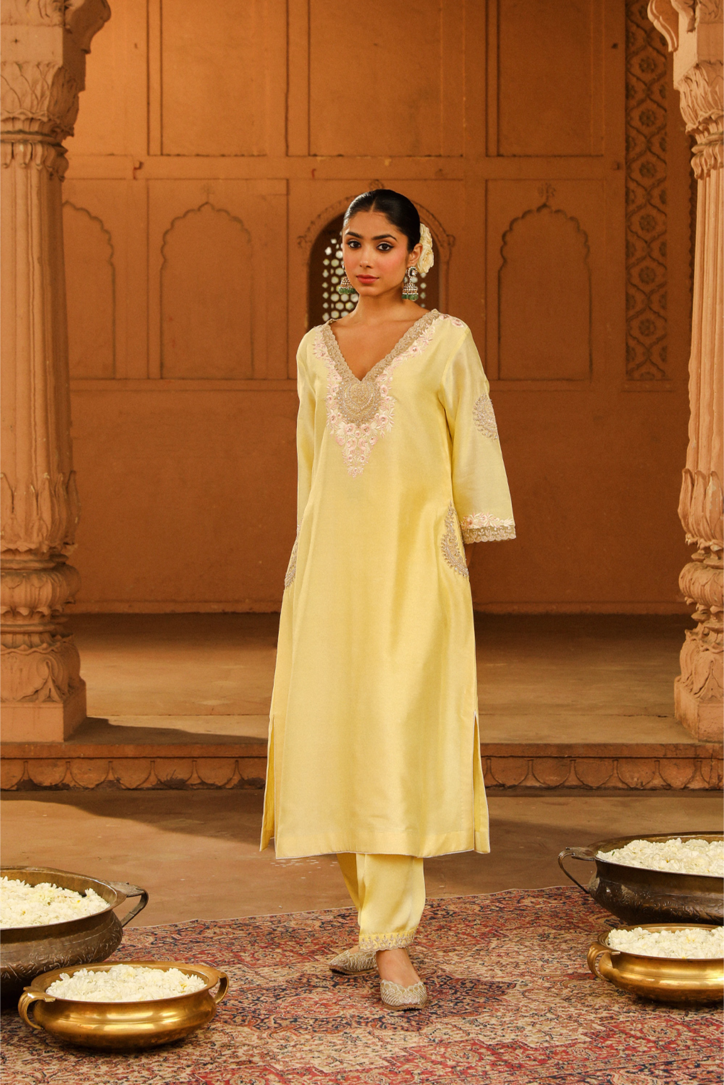 Akira A-line Chauga with Salwar - Lemon Yellow