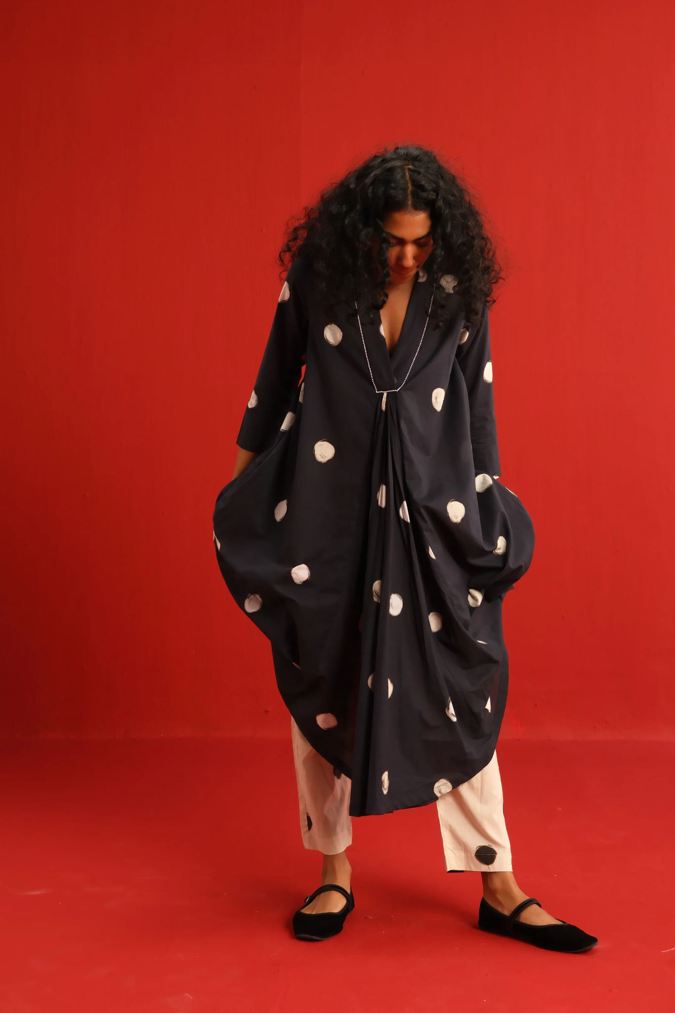 Polka A-line Kurta Set
