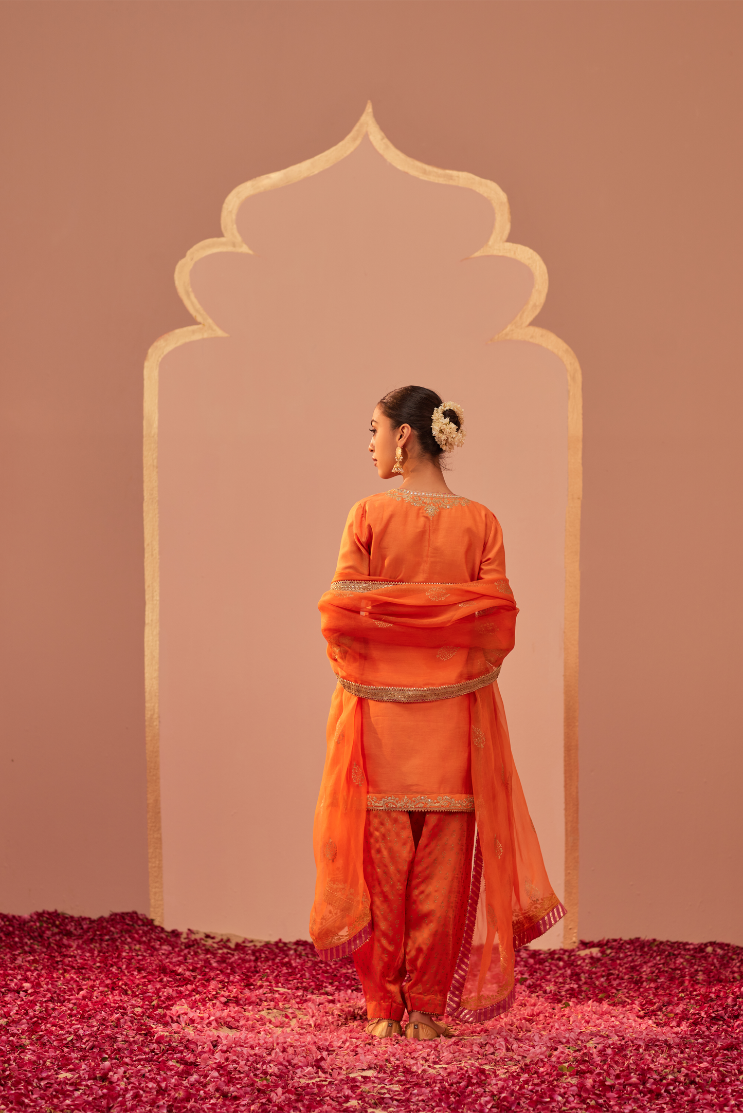 Nafisah Kurta Salwar Set - Tangerine Orange