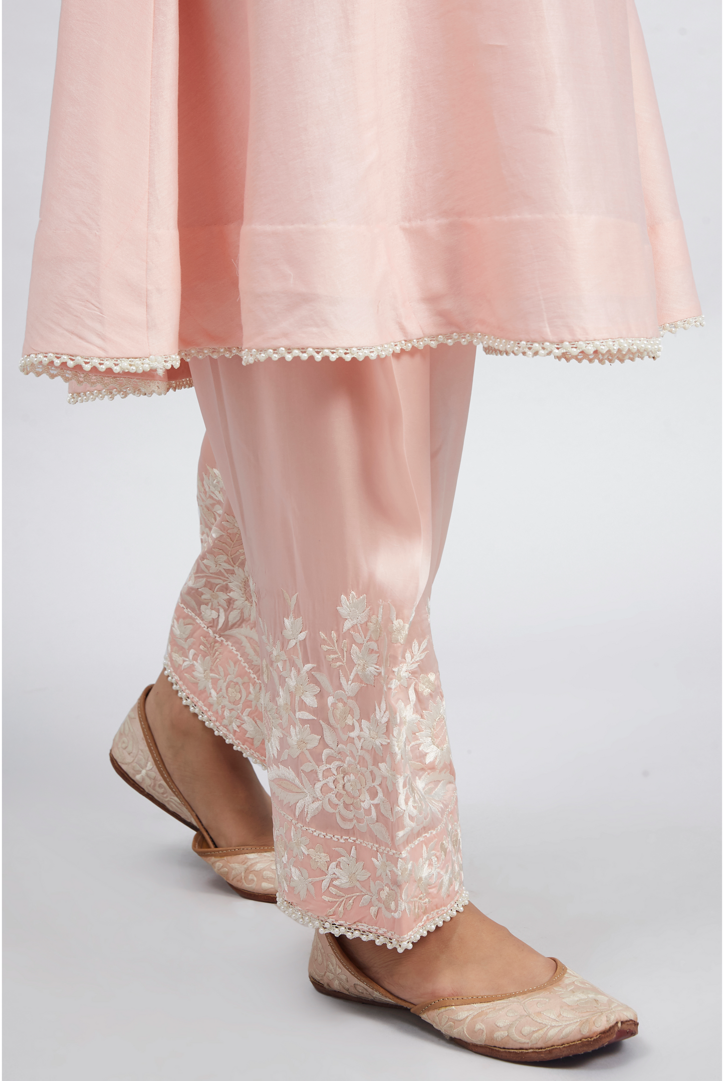 Kaina Pure Chanderi Silk Parsi Gara Embroidered Ensemble - Soft Pink