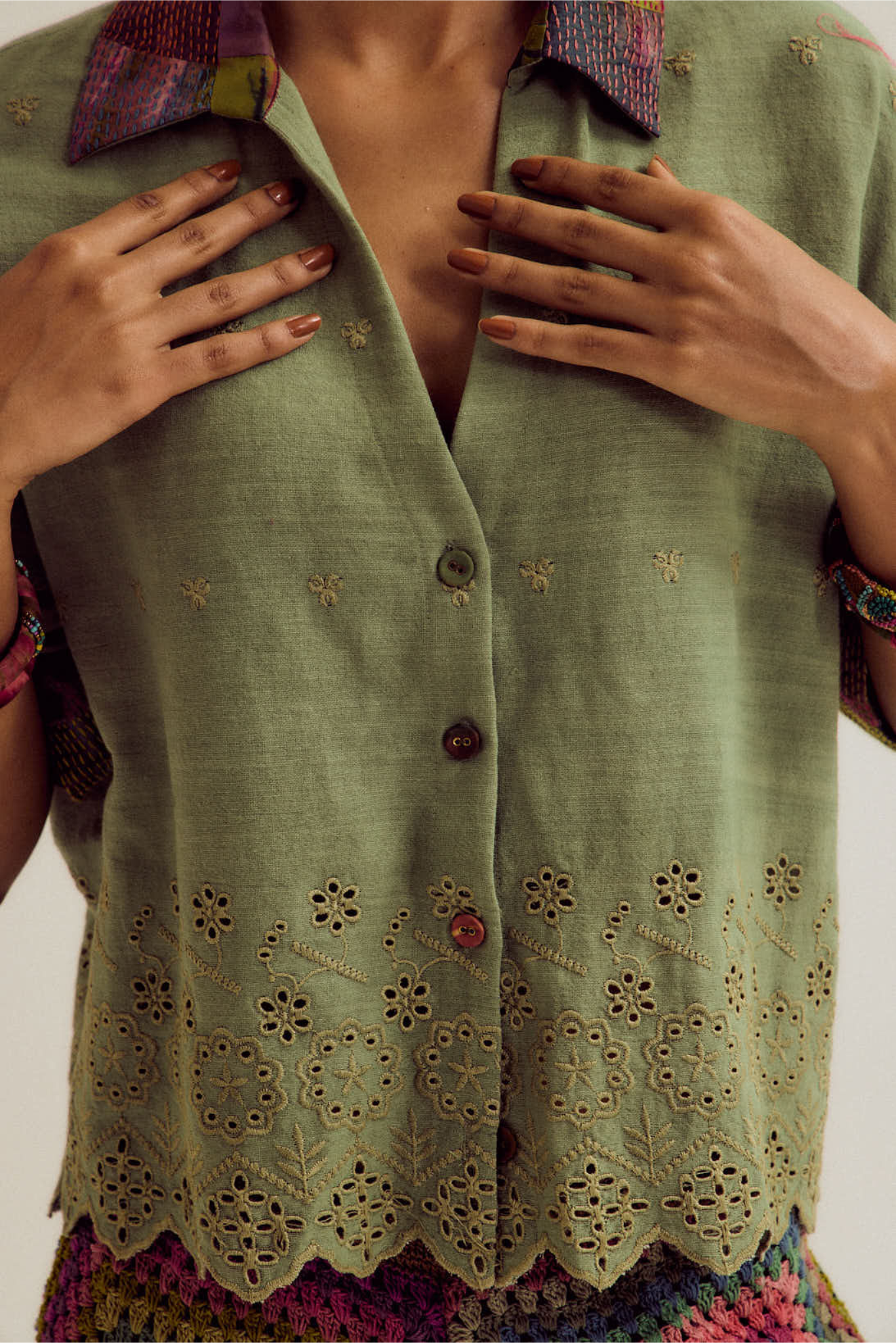 Hibiscus cutwork shirt