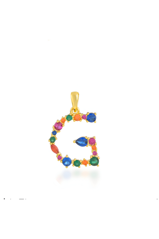 Multi Gemstone Alphabets Necklace - G