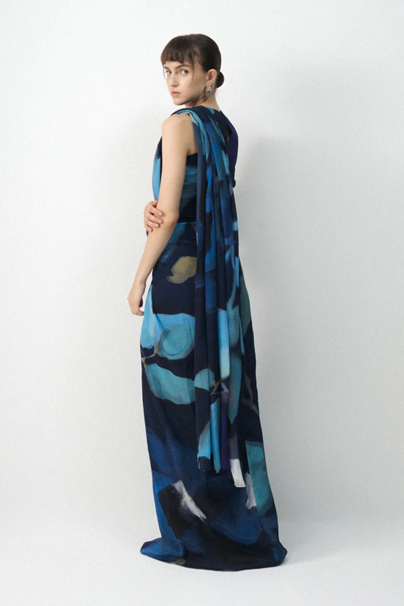 BLUE LAGOON TOP & PRE- DRAPED SAREE SET
