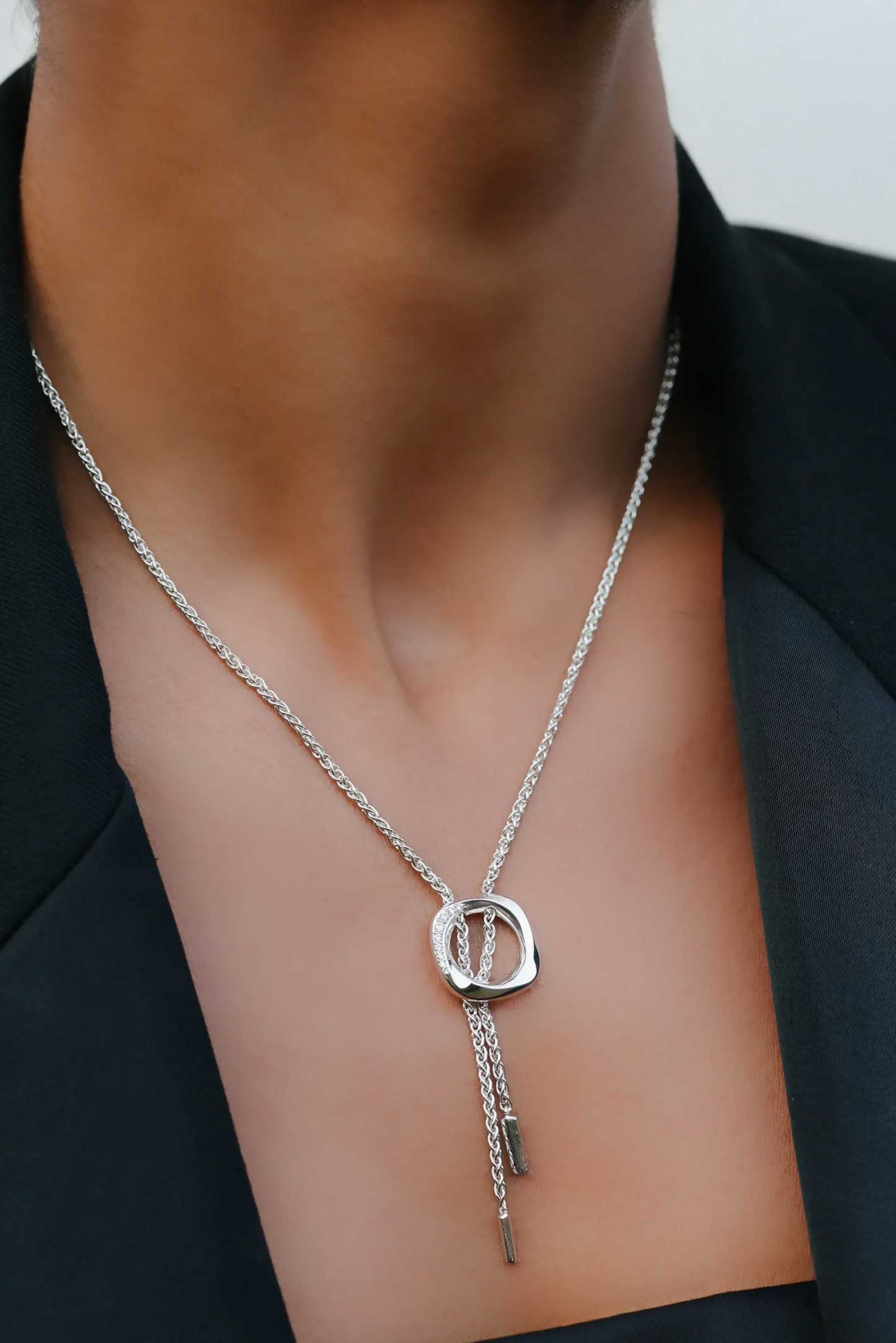 Squircle Bolo Necklace In Sterling Silver