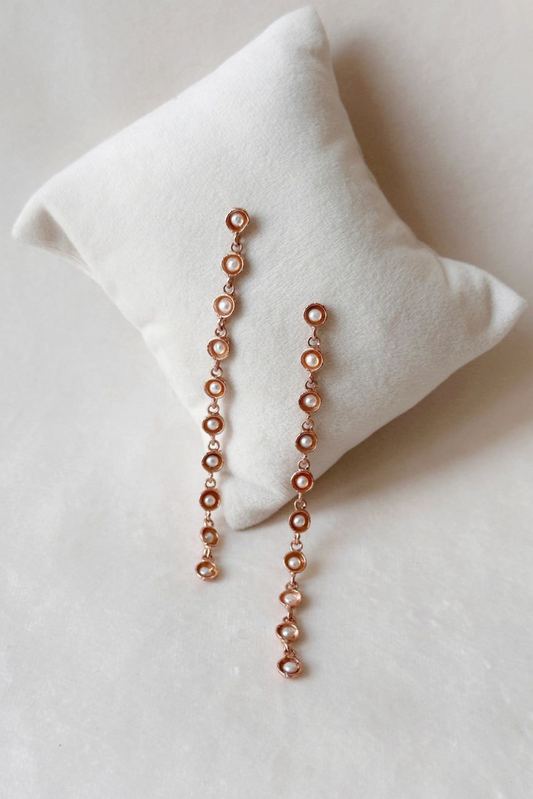 Pearl Cup Cascade Danglers Rose Gold