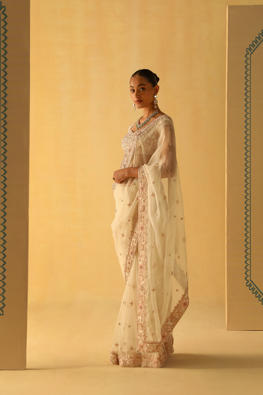 Maliha -  Daisy Ivory Saree Set