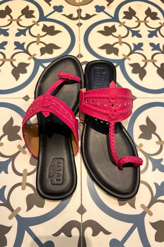 Black and Hot Pink Flats
