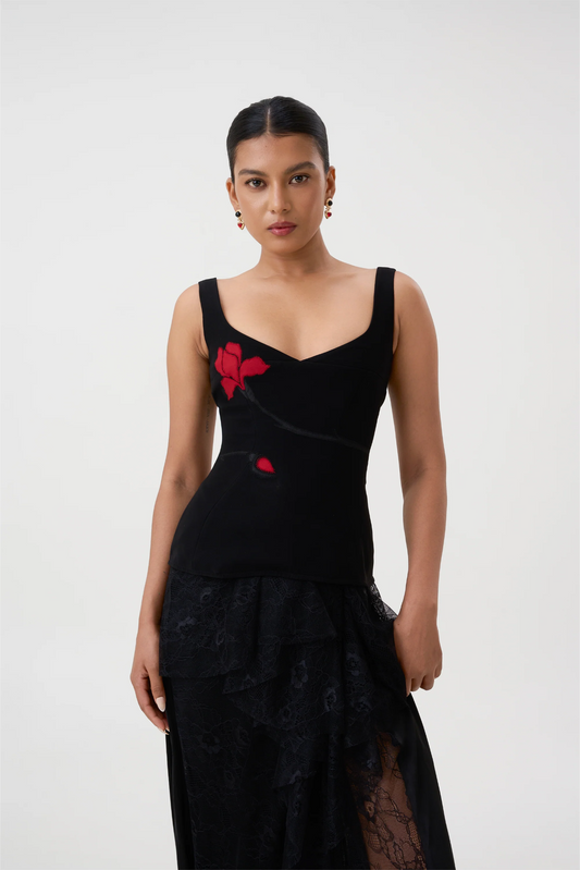 ROSA CORSET TOP - BLACK