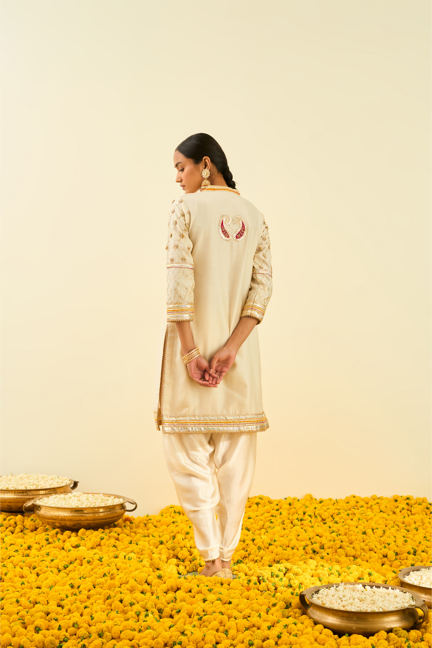 Aminah Kurta With Dhoti - Daisy Ivory