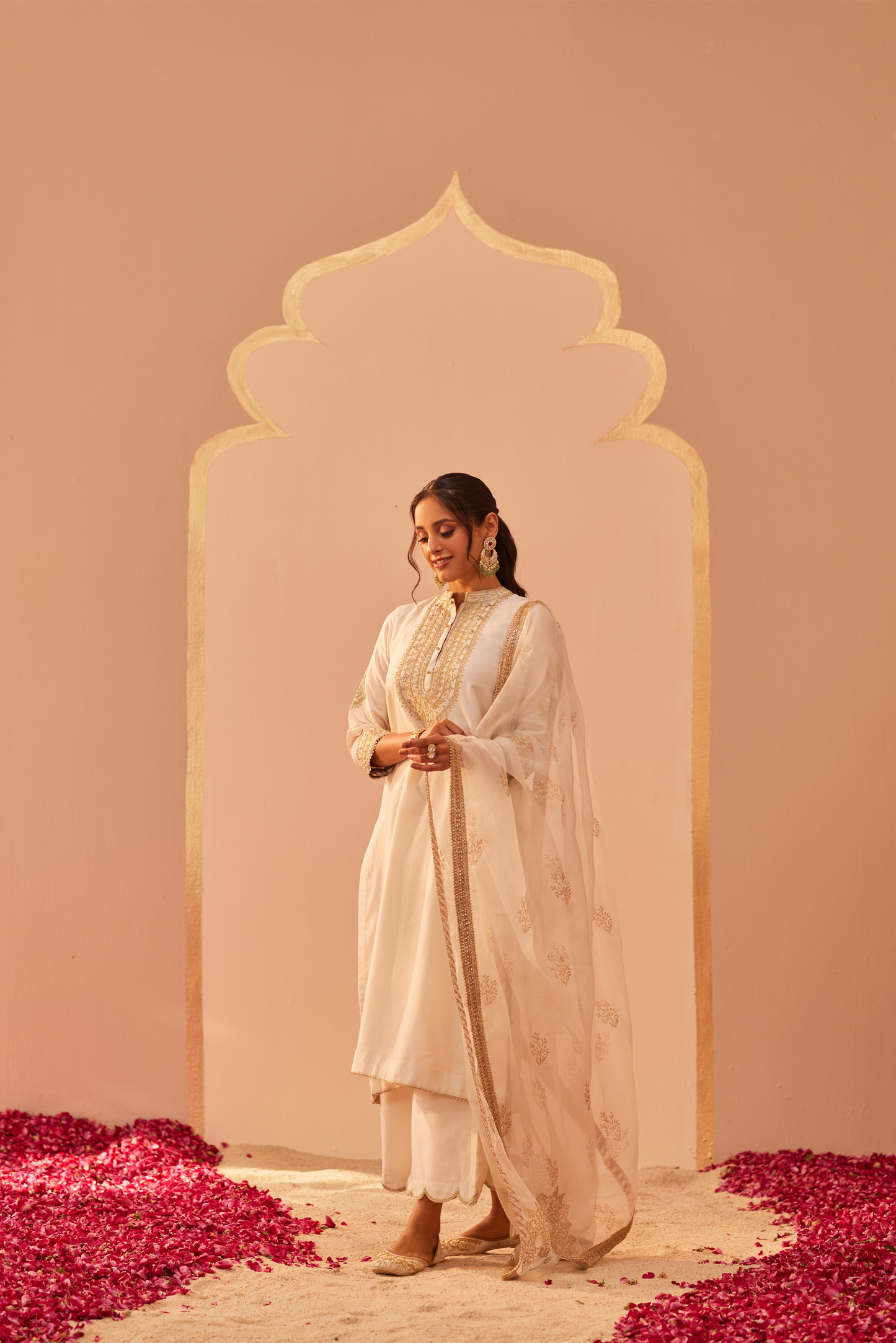 Zaniab Kurta Palazzo Set - Daisy Ivory