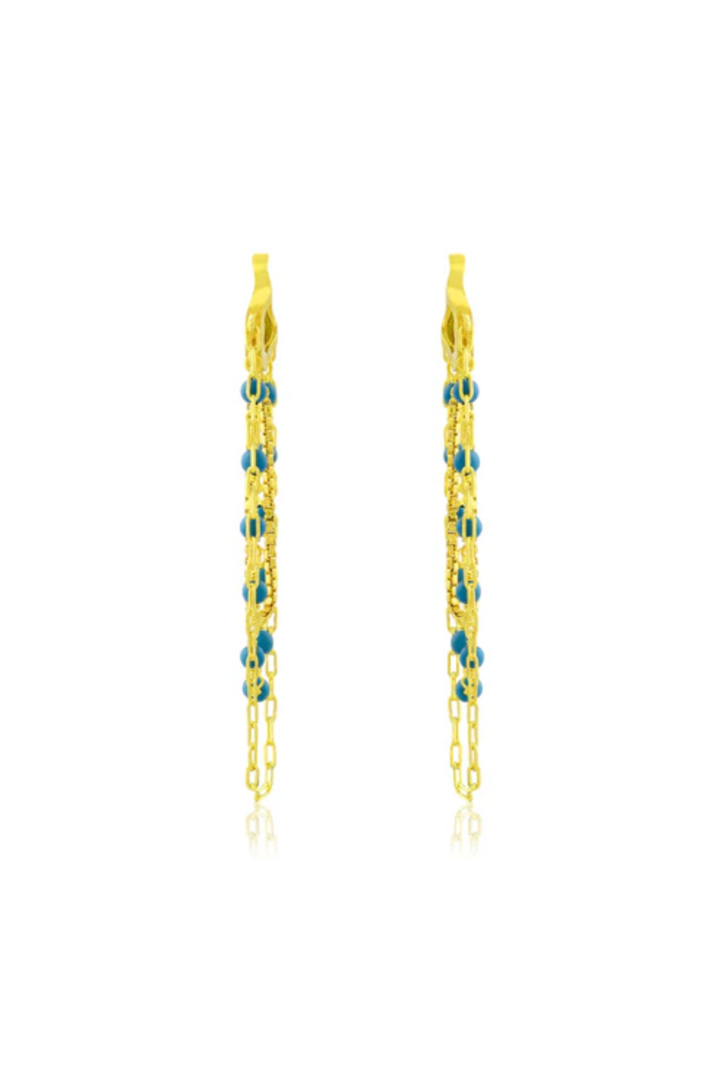 Beaded Multi Drop Chain Huggies