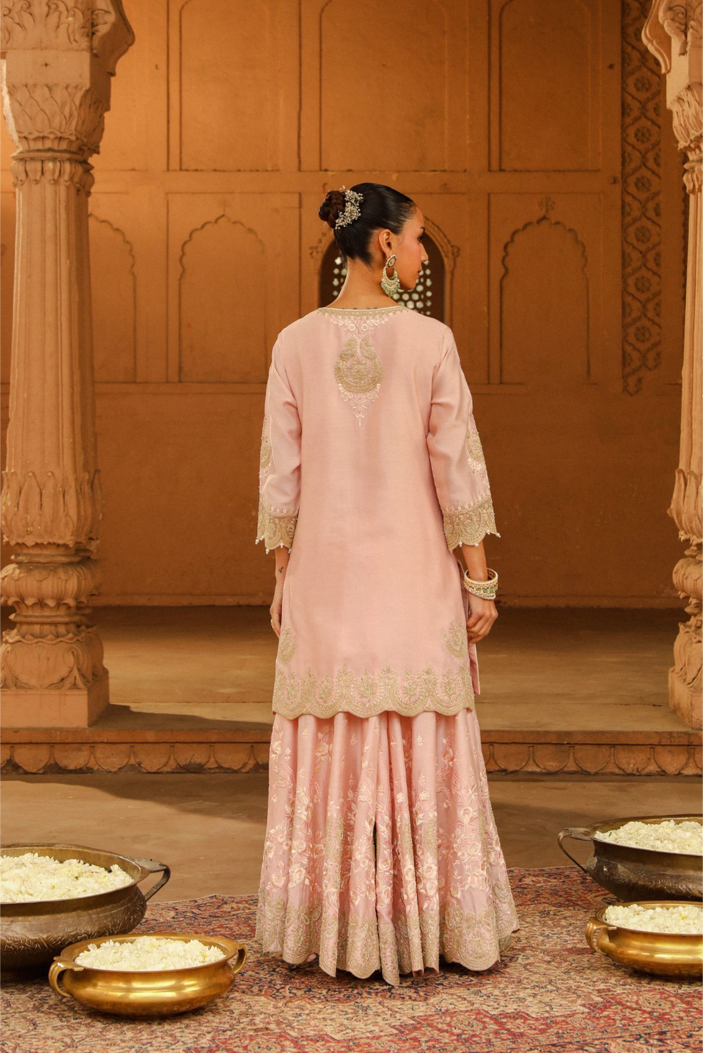 Ayda Short kurta with sharara and dupatta - Blush Pink