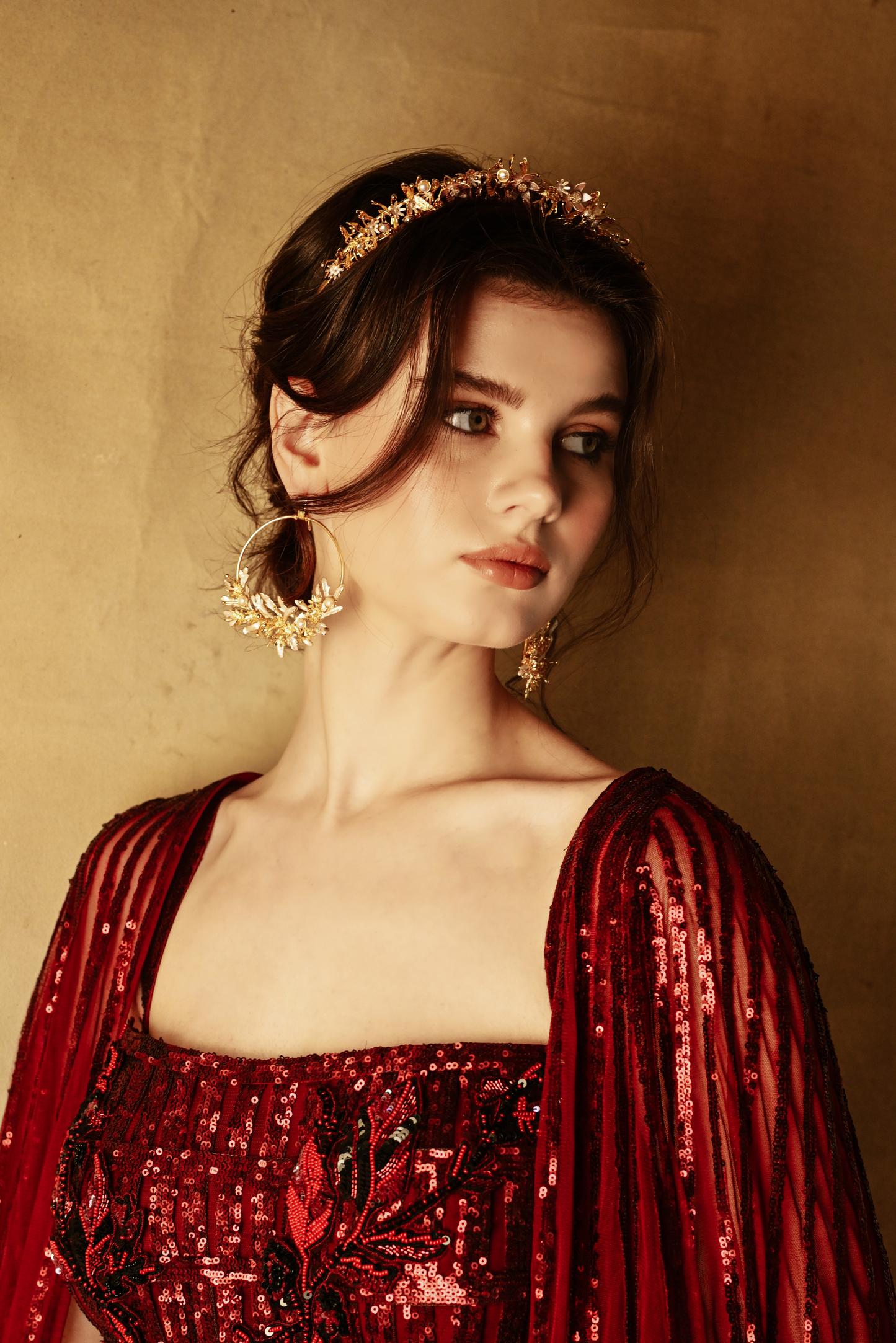 Blooming Crescent Chandbali Earrings - Snowy White