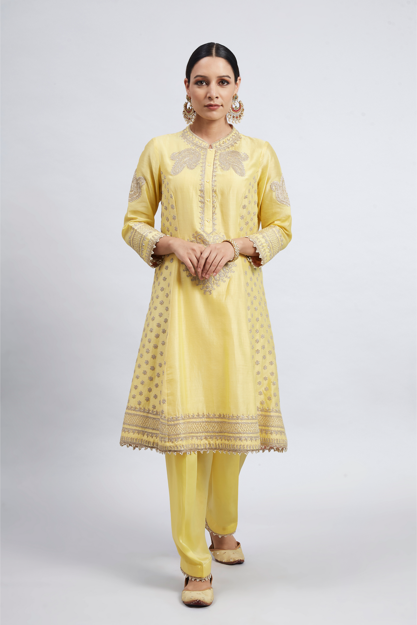 Naazira Embroidered Kurta Set - Daffodil Yellow