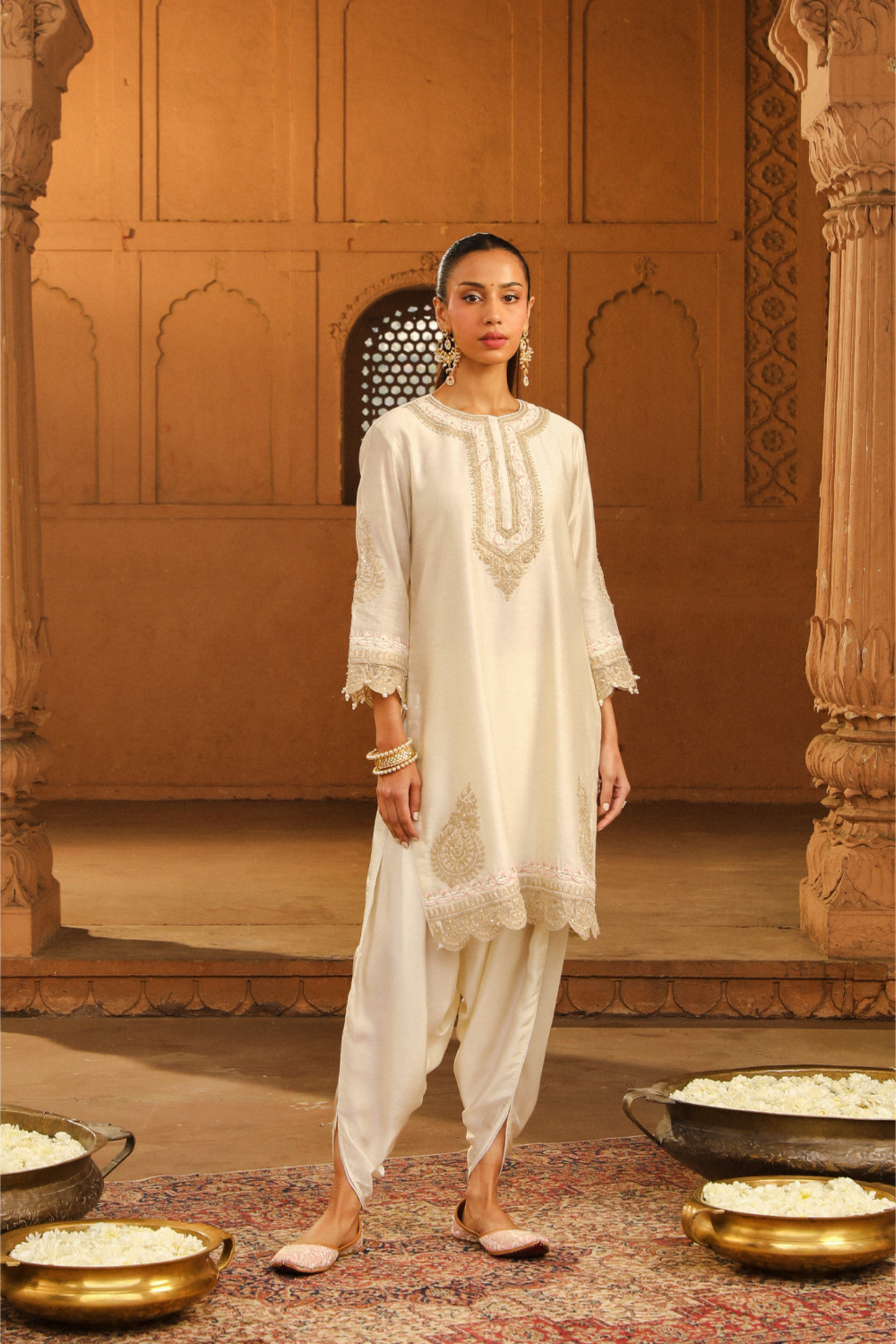 Anika Short kurta with dhoti - Daisy Ivory