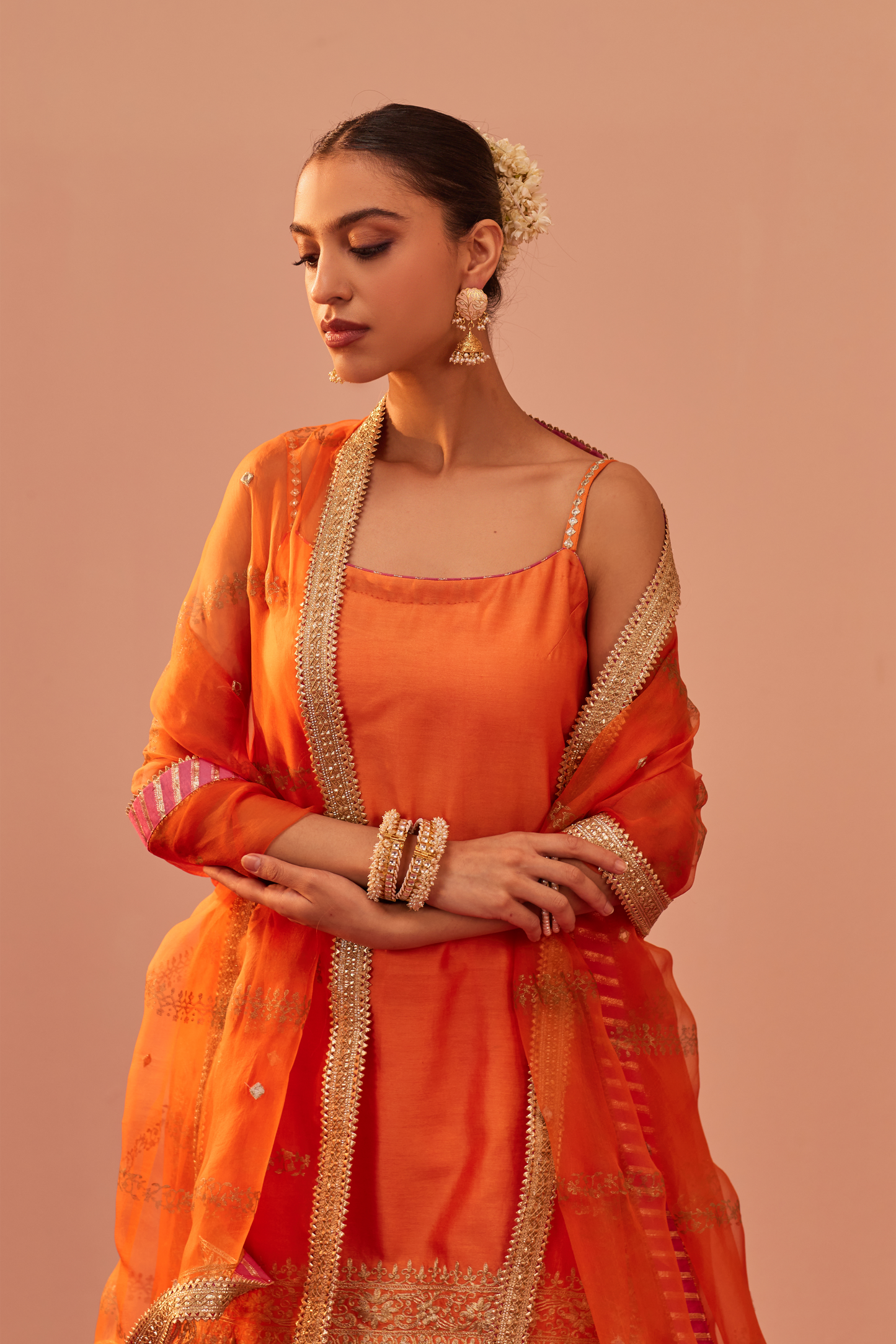 Yasmin Kurta Garara Set - Tangerine Orange