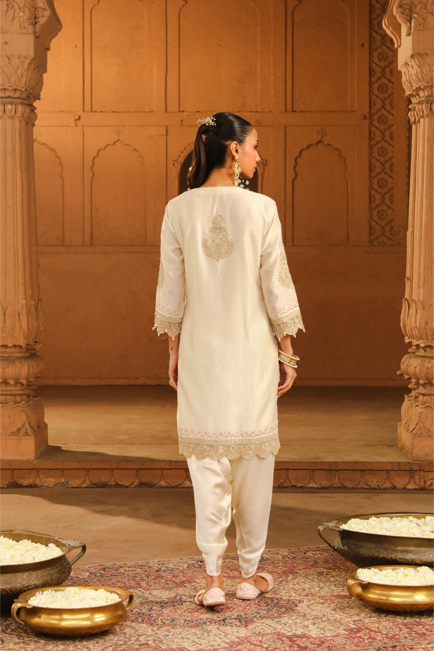 Anika Short kurta with dhoti - Daisy Ivory