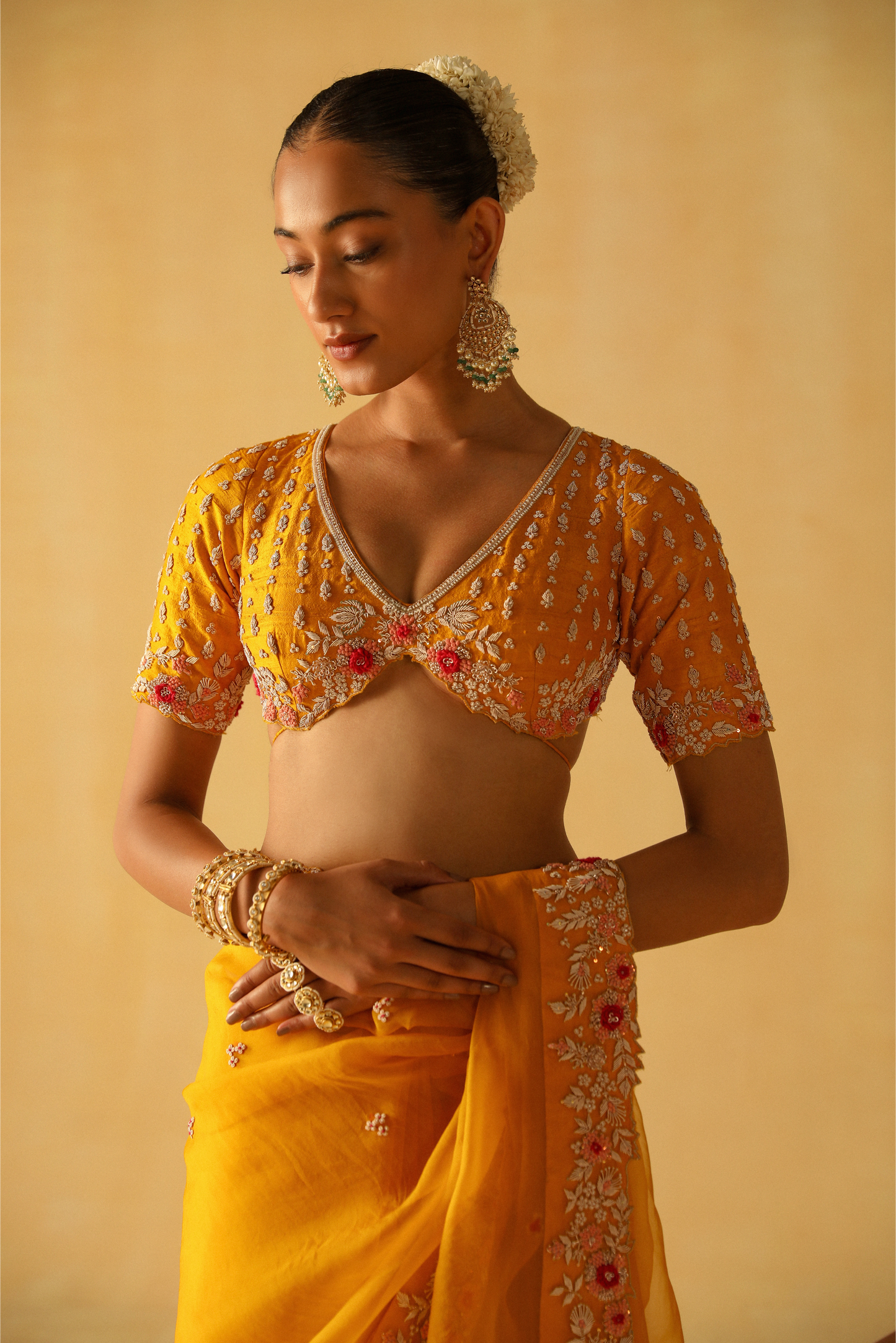 Afsa - Mustard Saree Set