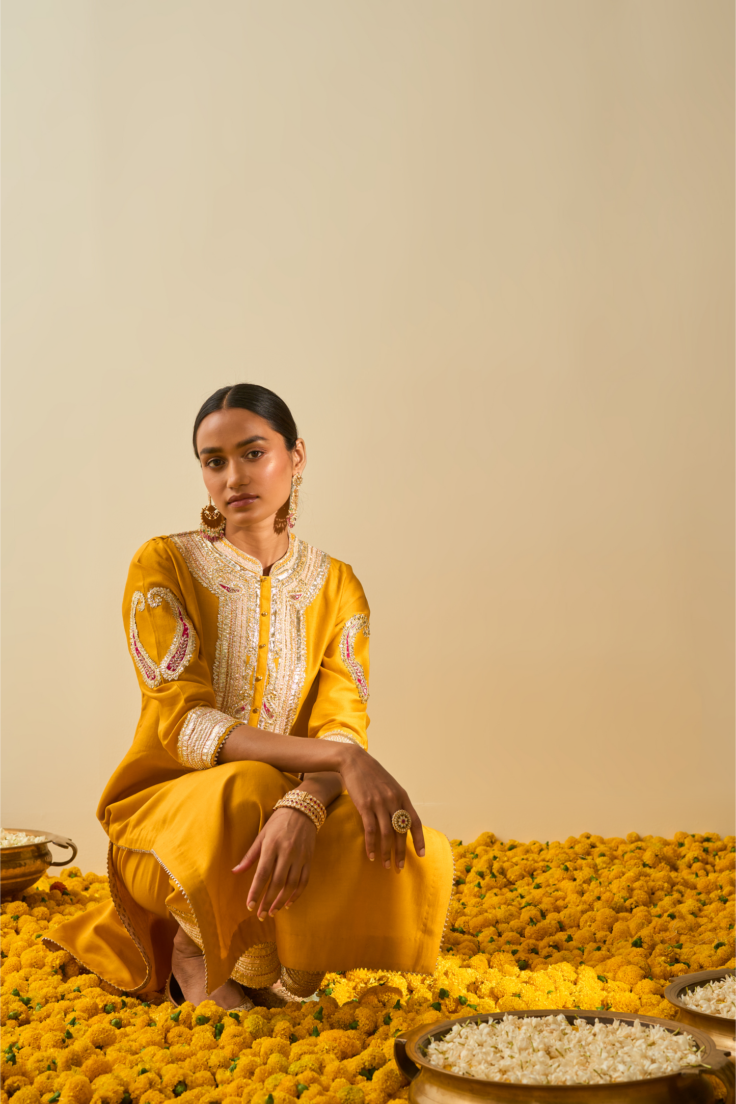 Aliyah Kurta With Palazzo - Glaze Mustard