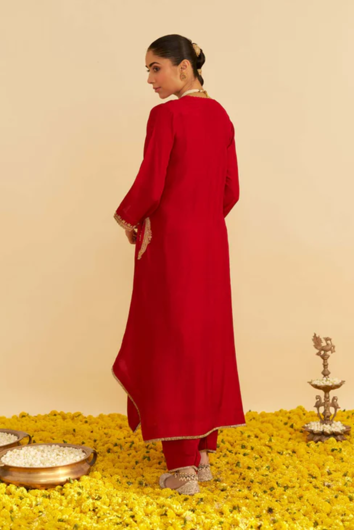 Amaya - Deep Red Long Kaftan With Salwar
