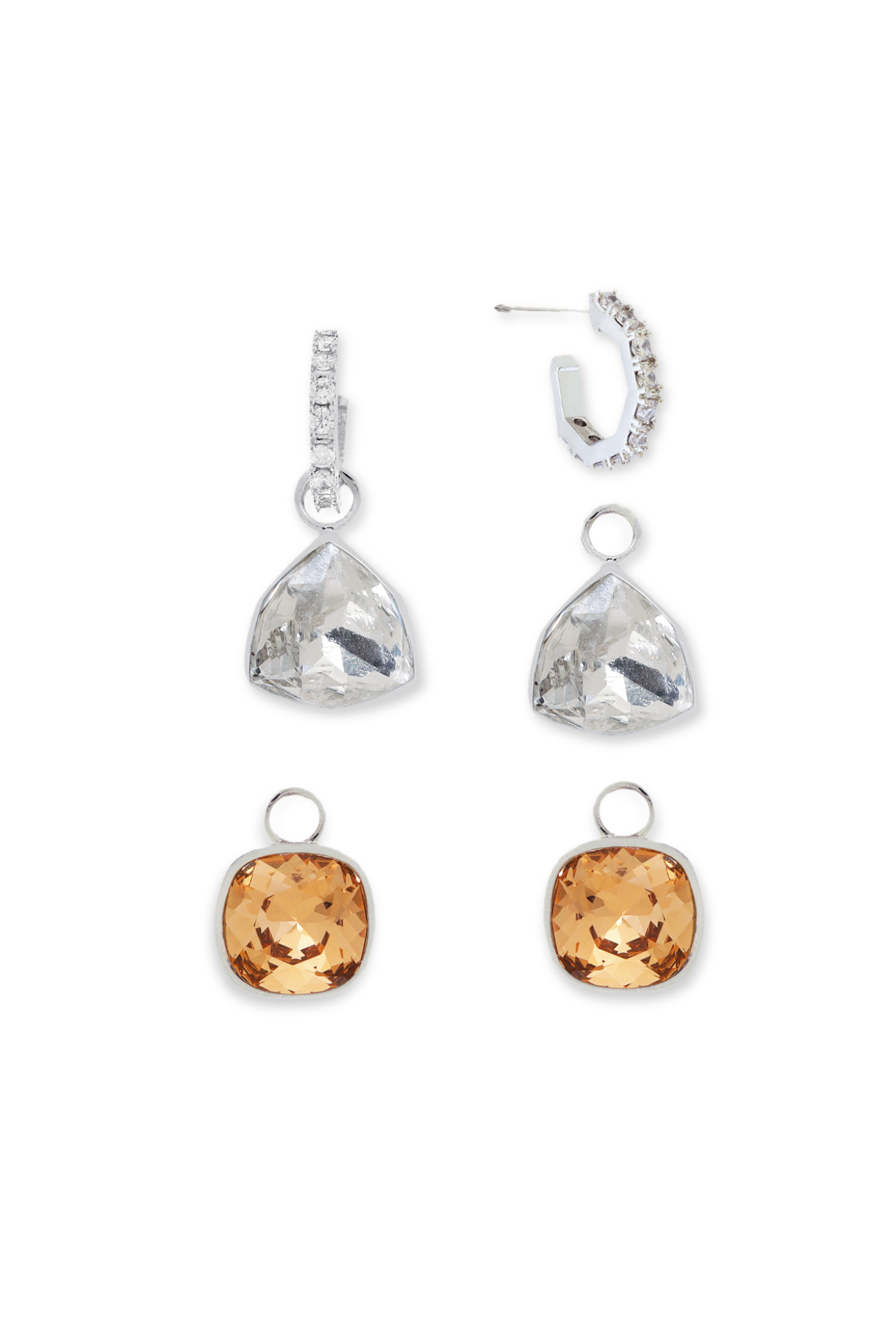 The Shift Earrings - Golden and Crystal
