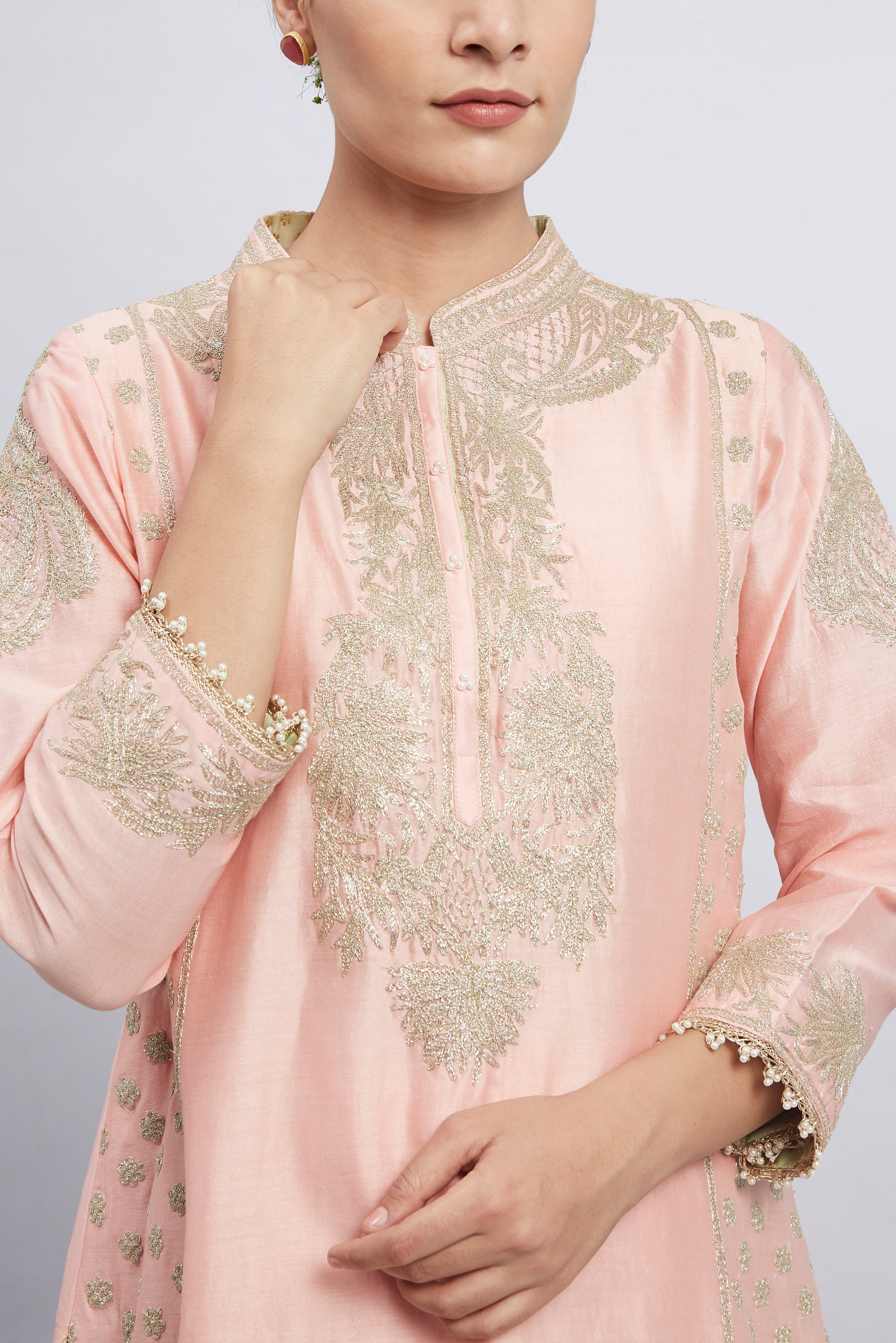 Aabish Embroidered Kurta Set - Carnation Pink