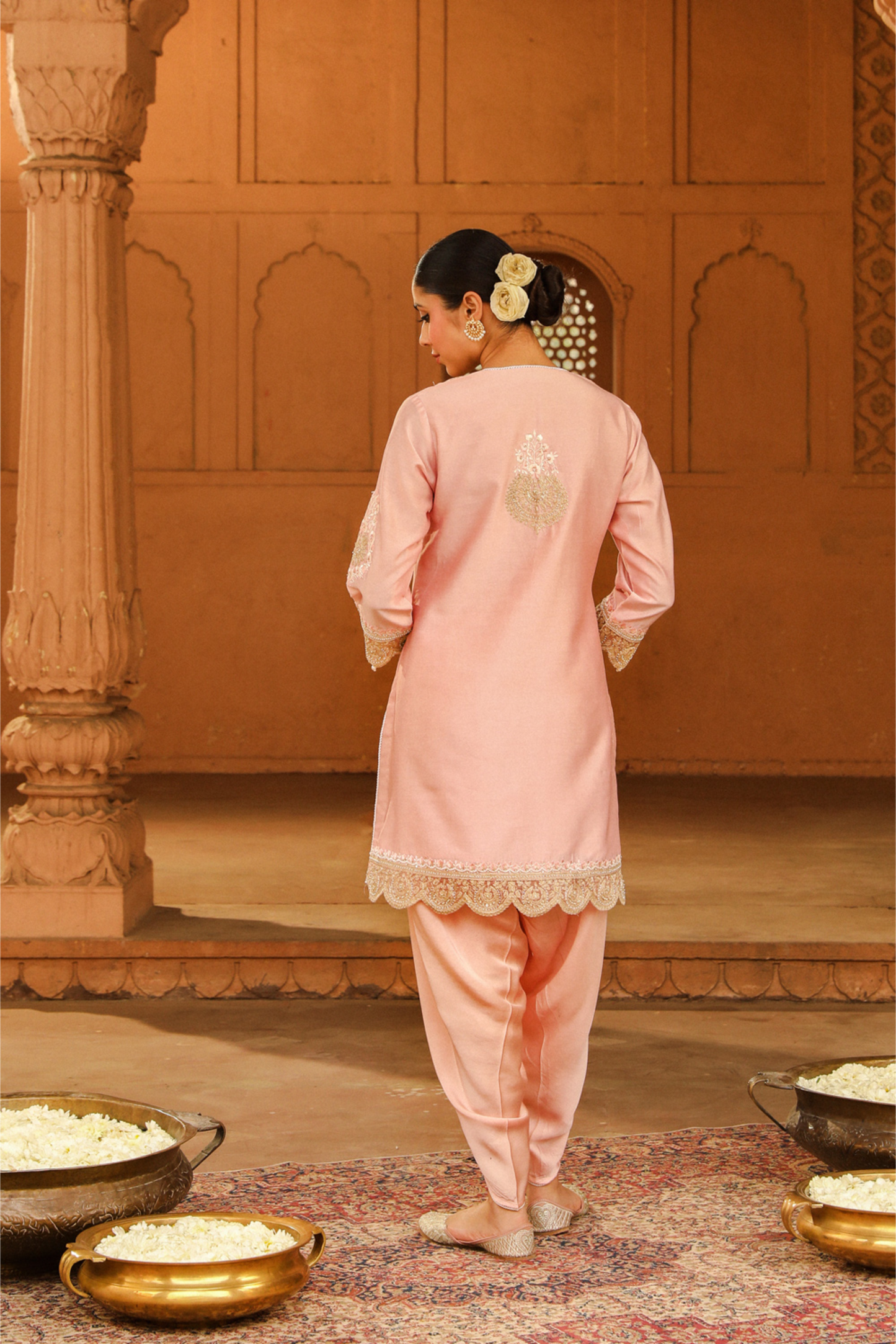 Ernika Short kurta with dhoti - Blush Pink