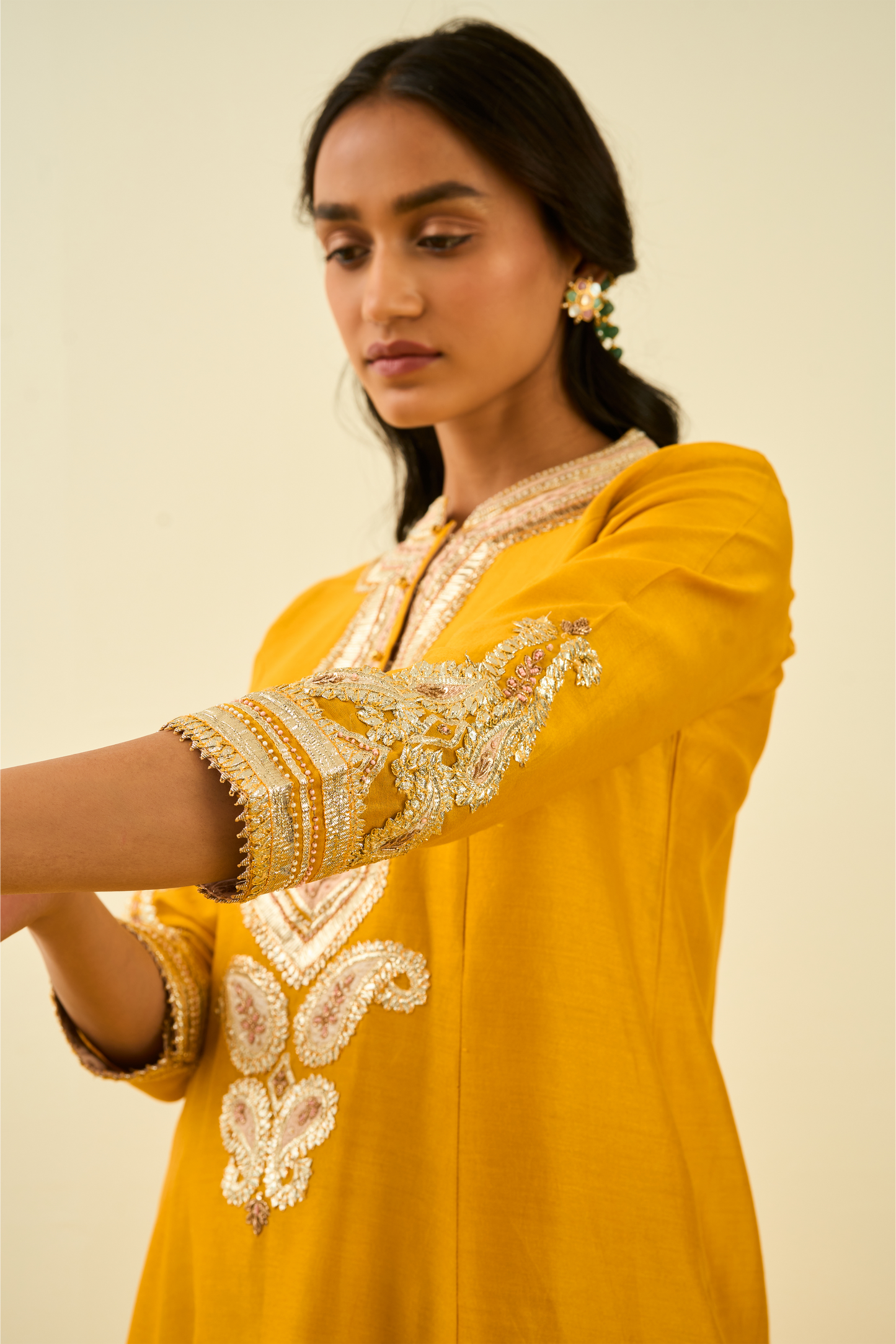 Sadirah Kurta with Salwar and Dupatta - Glaze Mustard