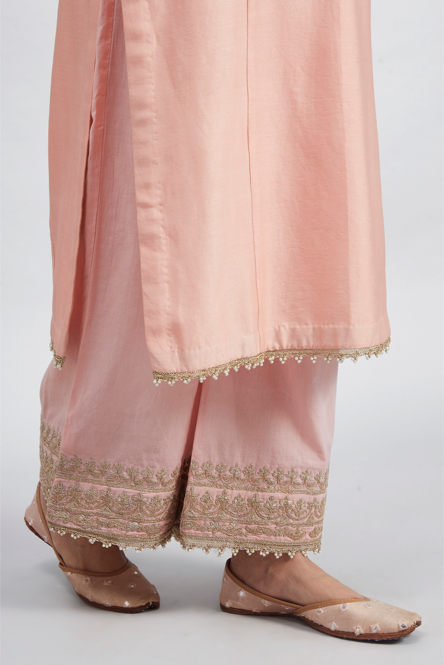 Aadah Princess Cut Long Kurta Set - Carnation Pink