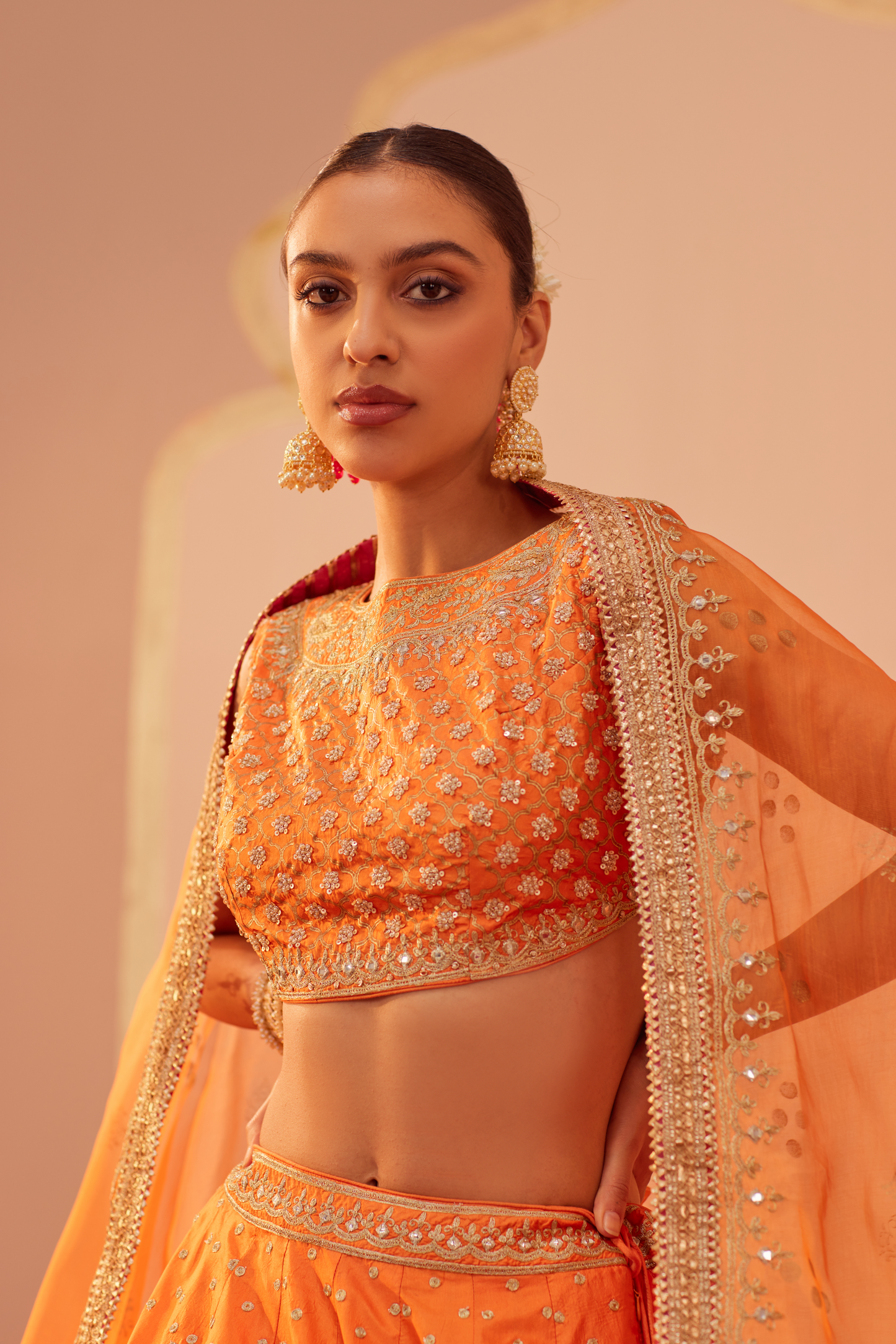 Tanisha - Tangerine Orange Lehenga Set