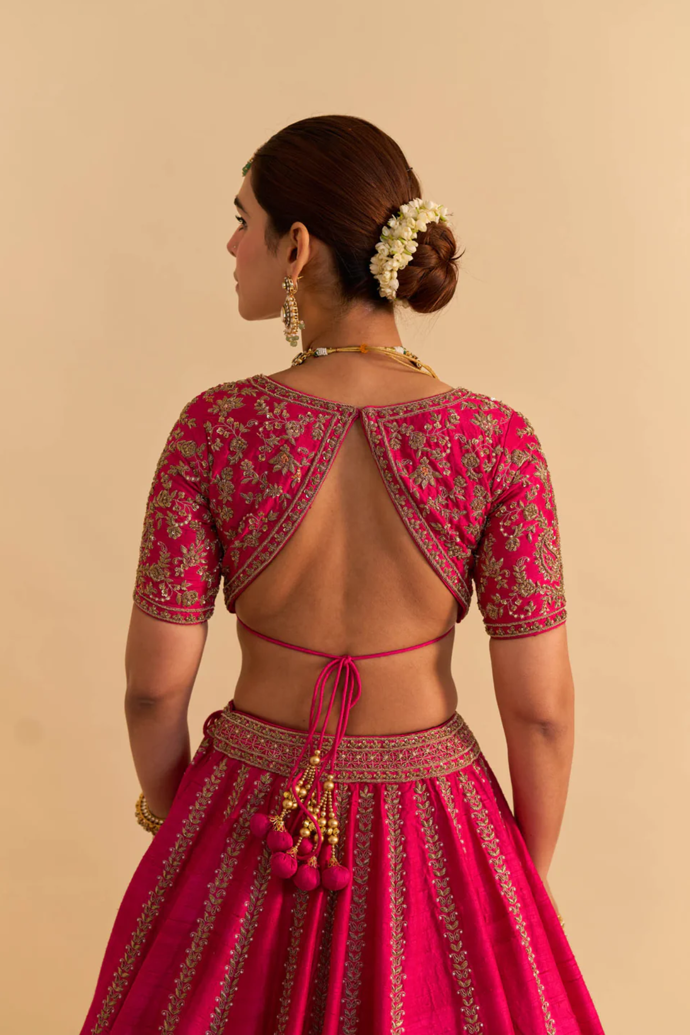 Naazila - Dabka Zardozi Embroidered Raw Silk Hotpink Lehenga Set