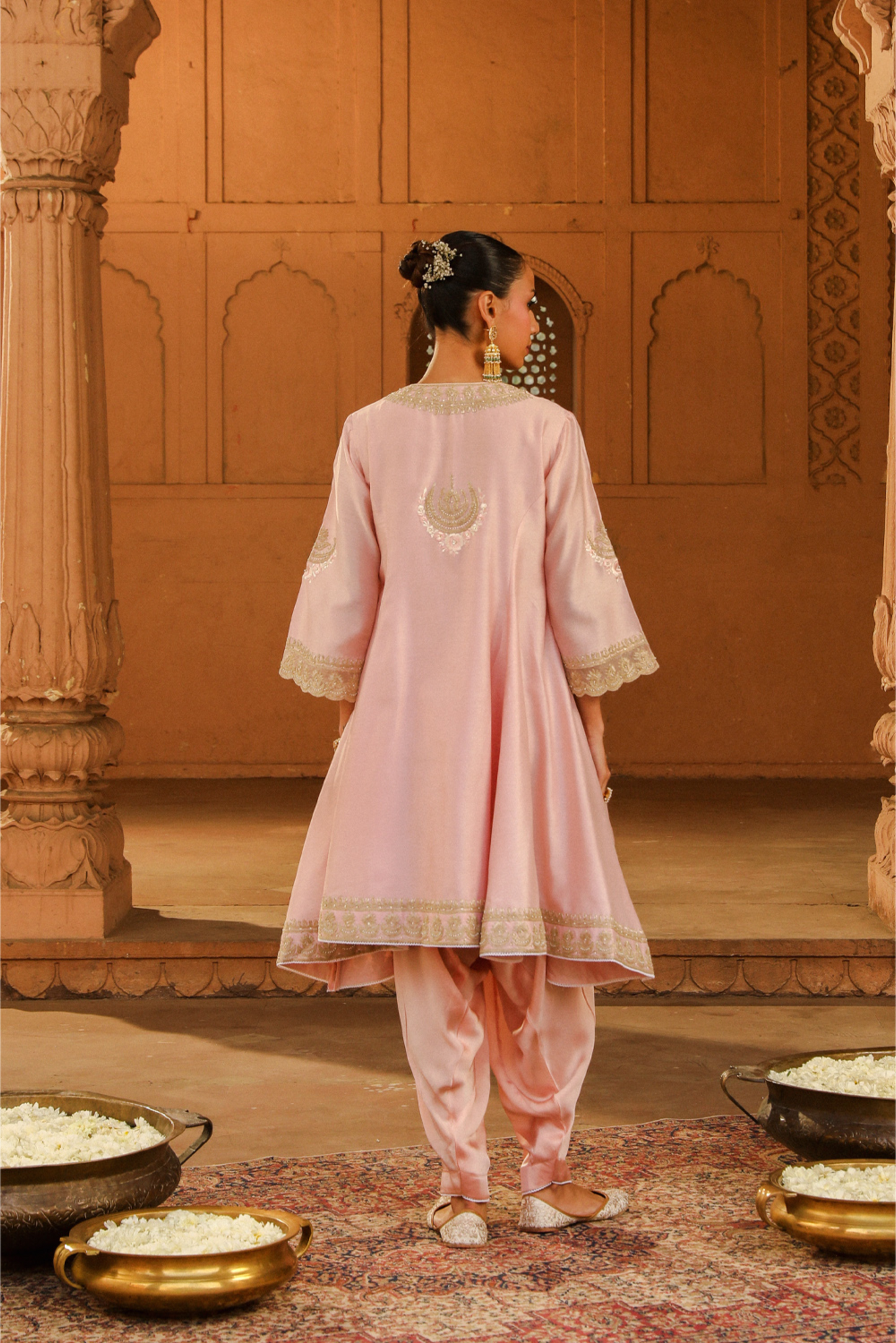 Fajr Short Anarkali with salwar and dupatta - Blush Pink