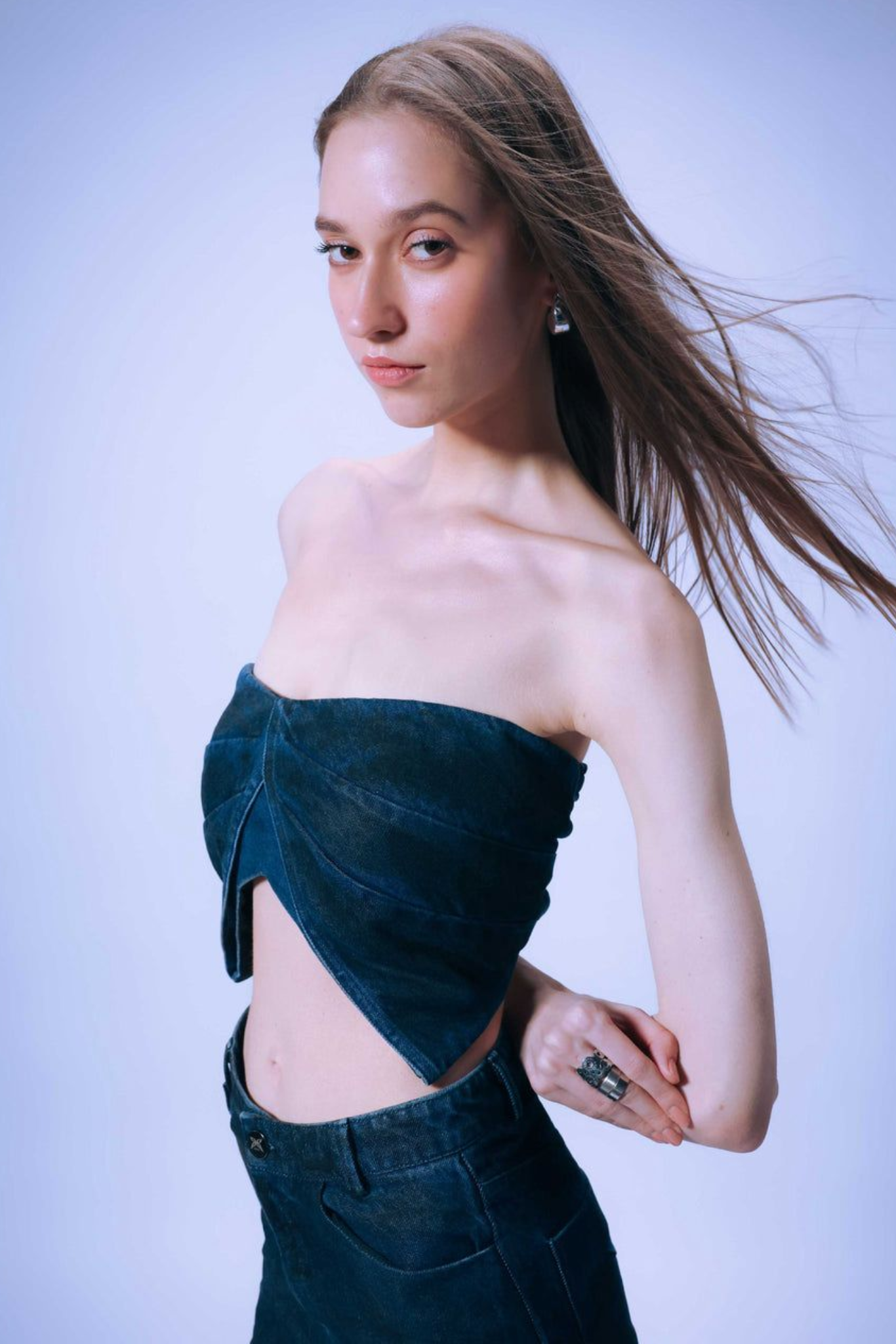 Butterfly Drape Denim Top