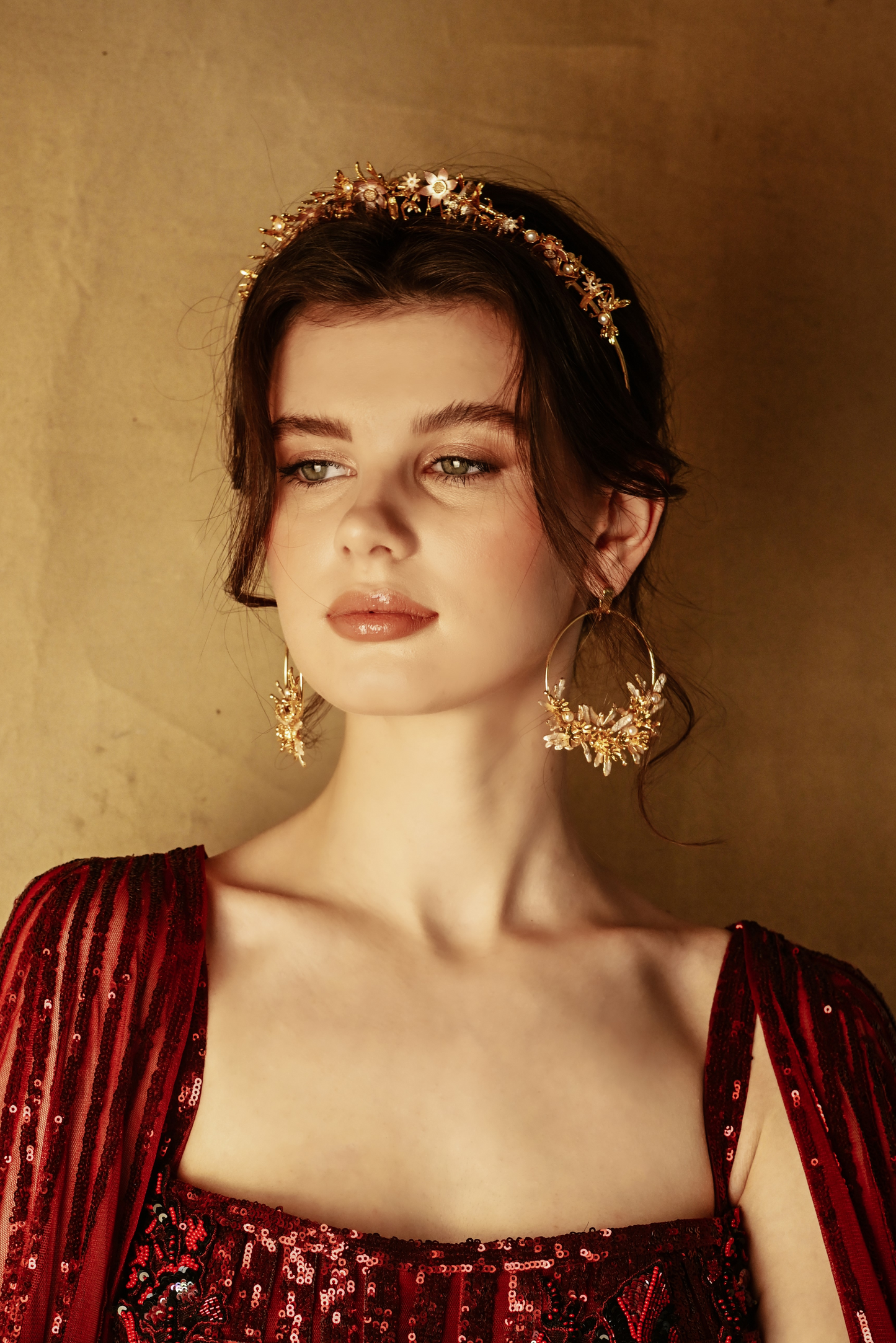 Blooming Crescent Chandbali Earrings - Snowy White