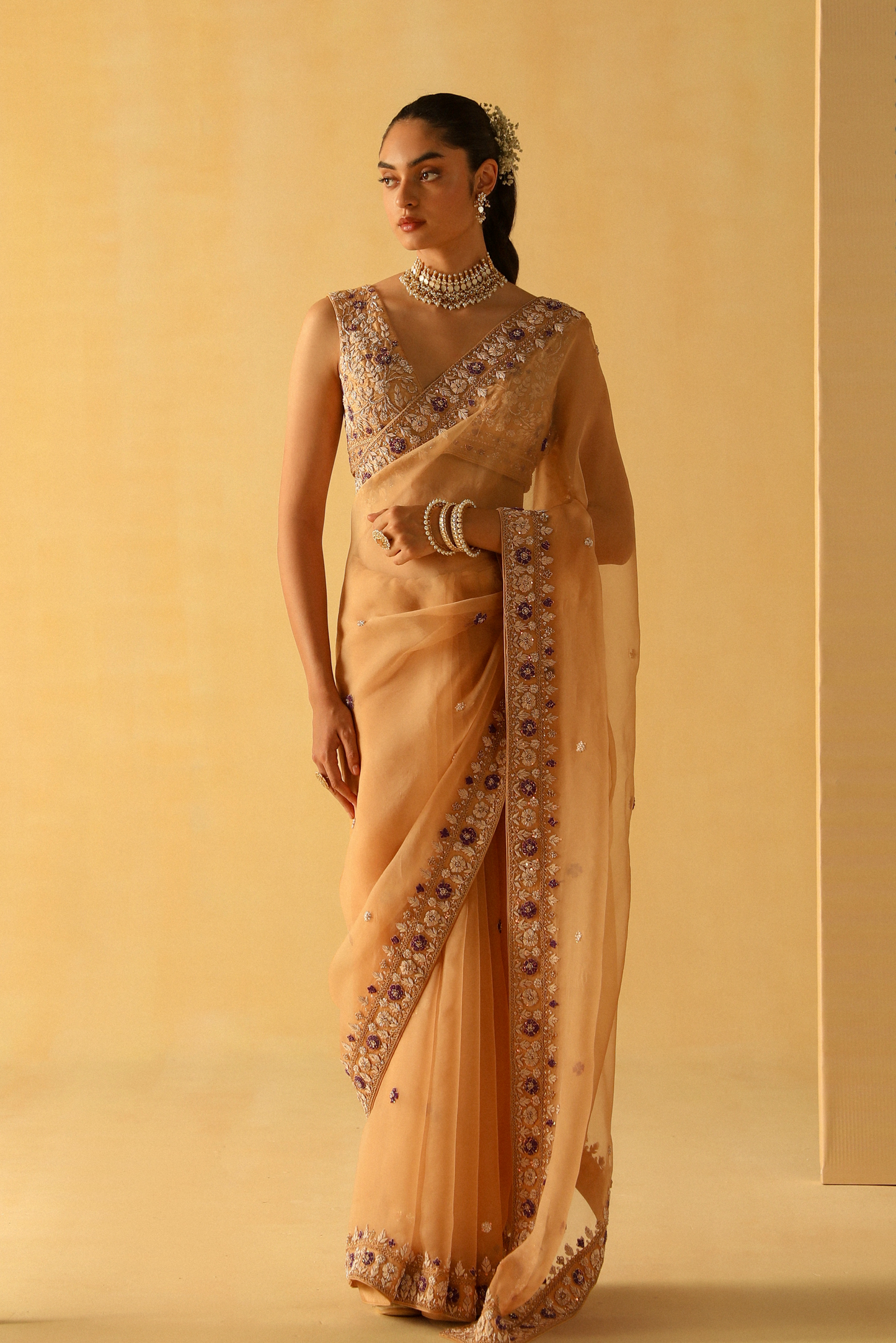 Hannah - Gold Saree Set