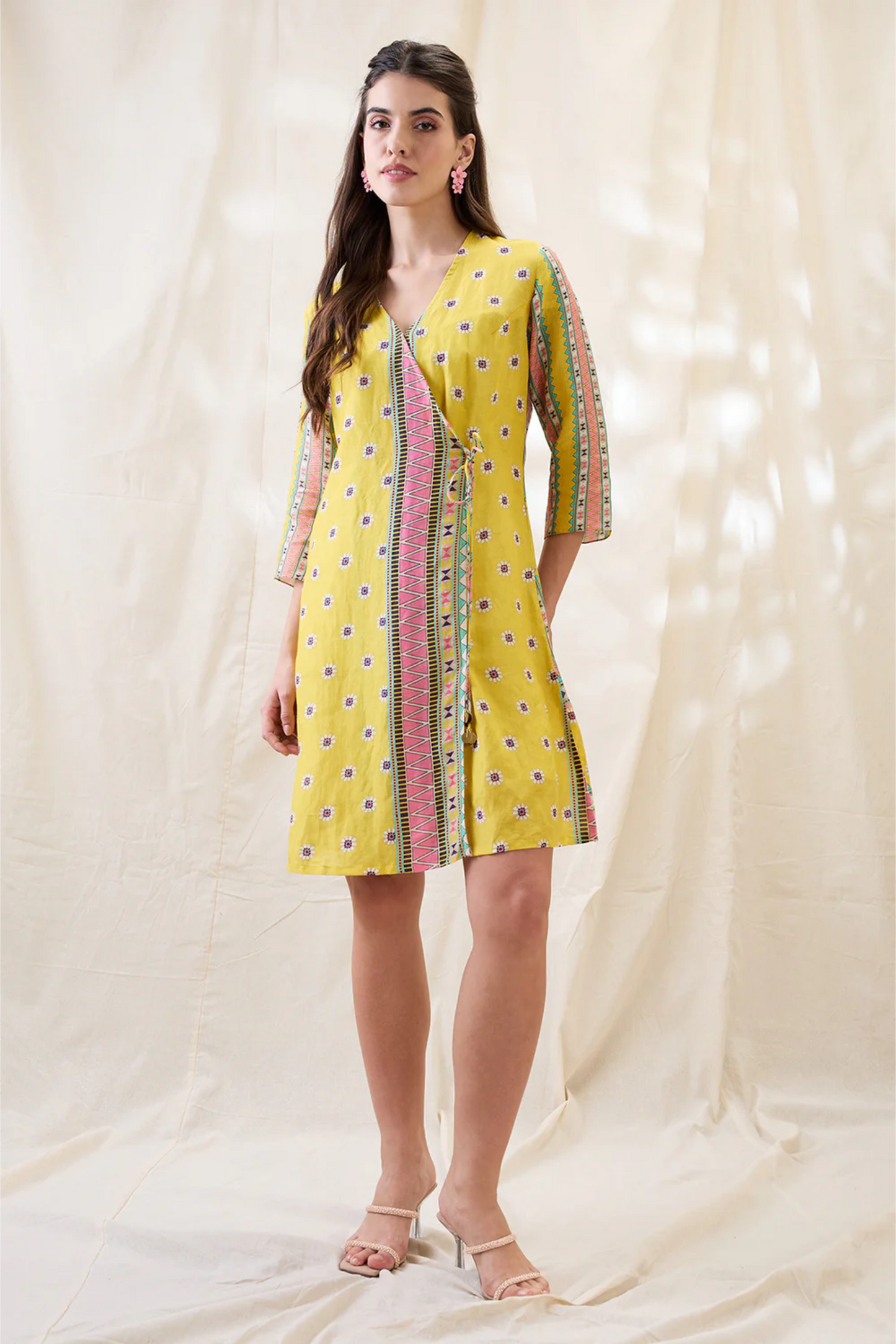 Nooma Printed Front Overlapped Dress