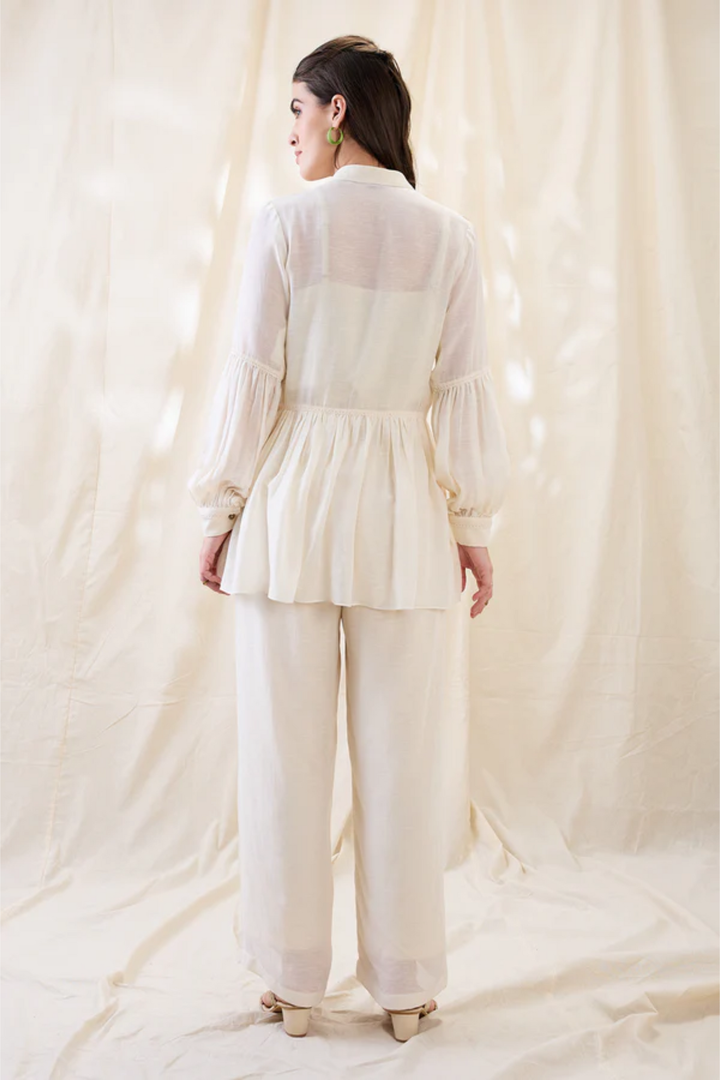 Gulzaar Appliqued Peplum Top with Palazzos