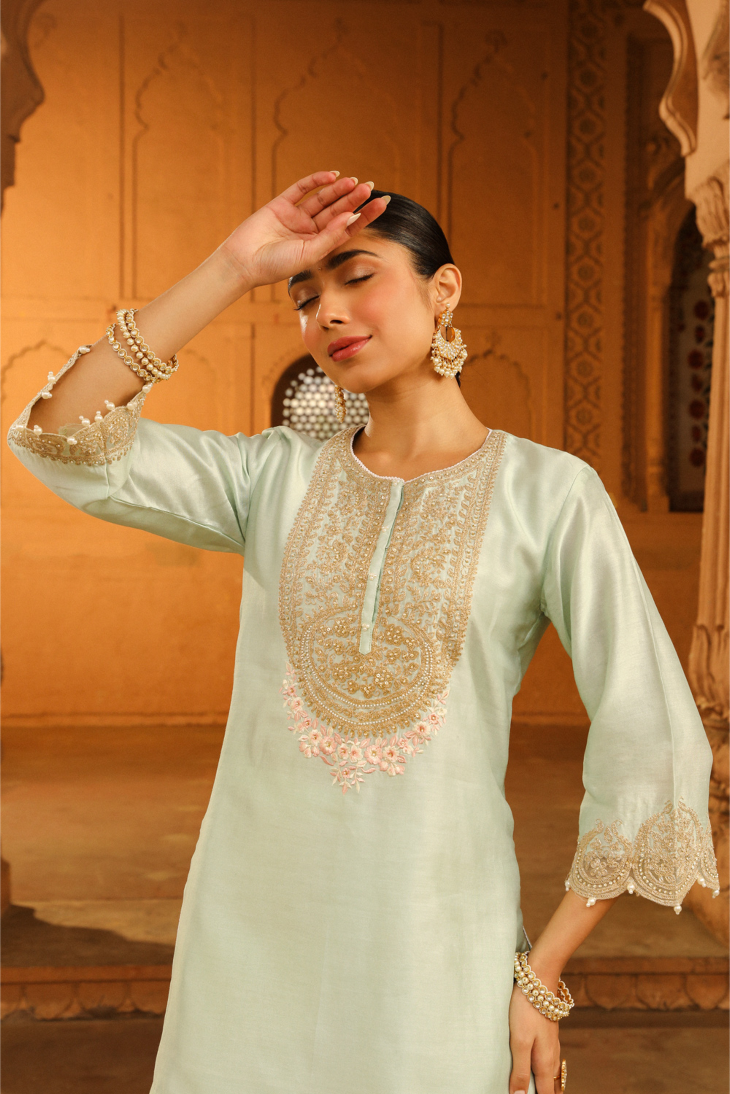 Arisa Short kurta with salwar - Misty Green