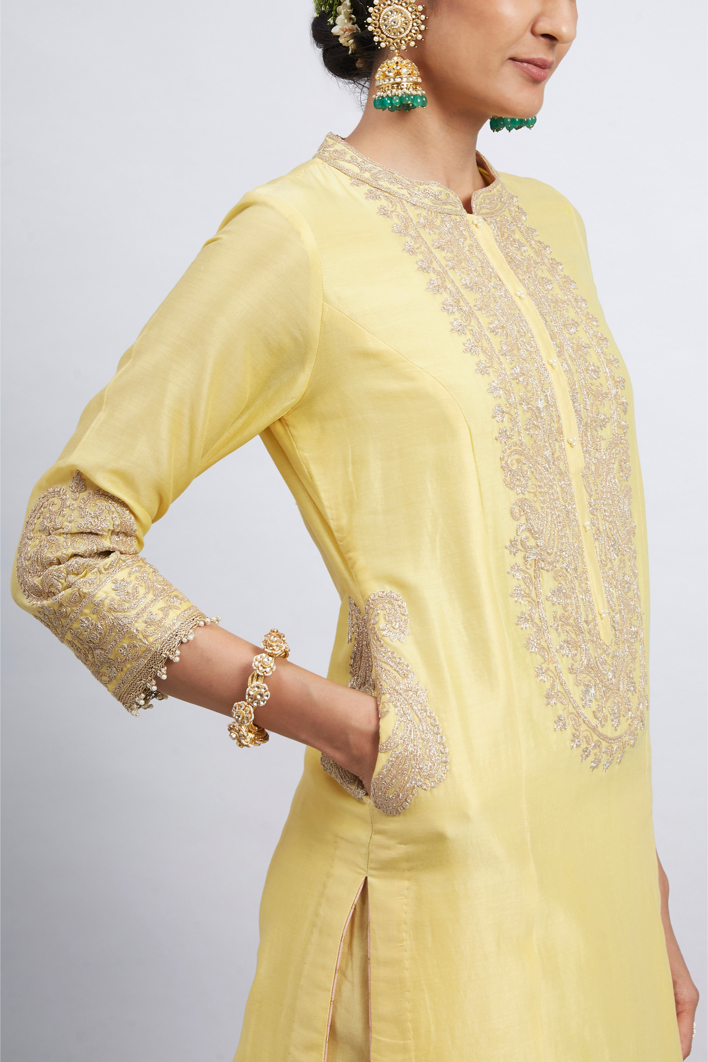 Aadirah Embroidered Kurta Set - Daffodil Yellow