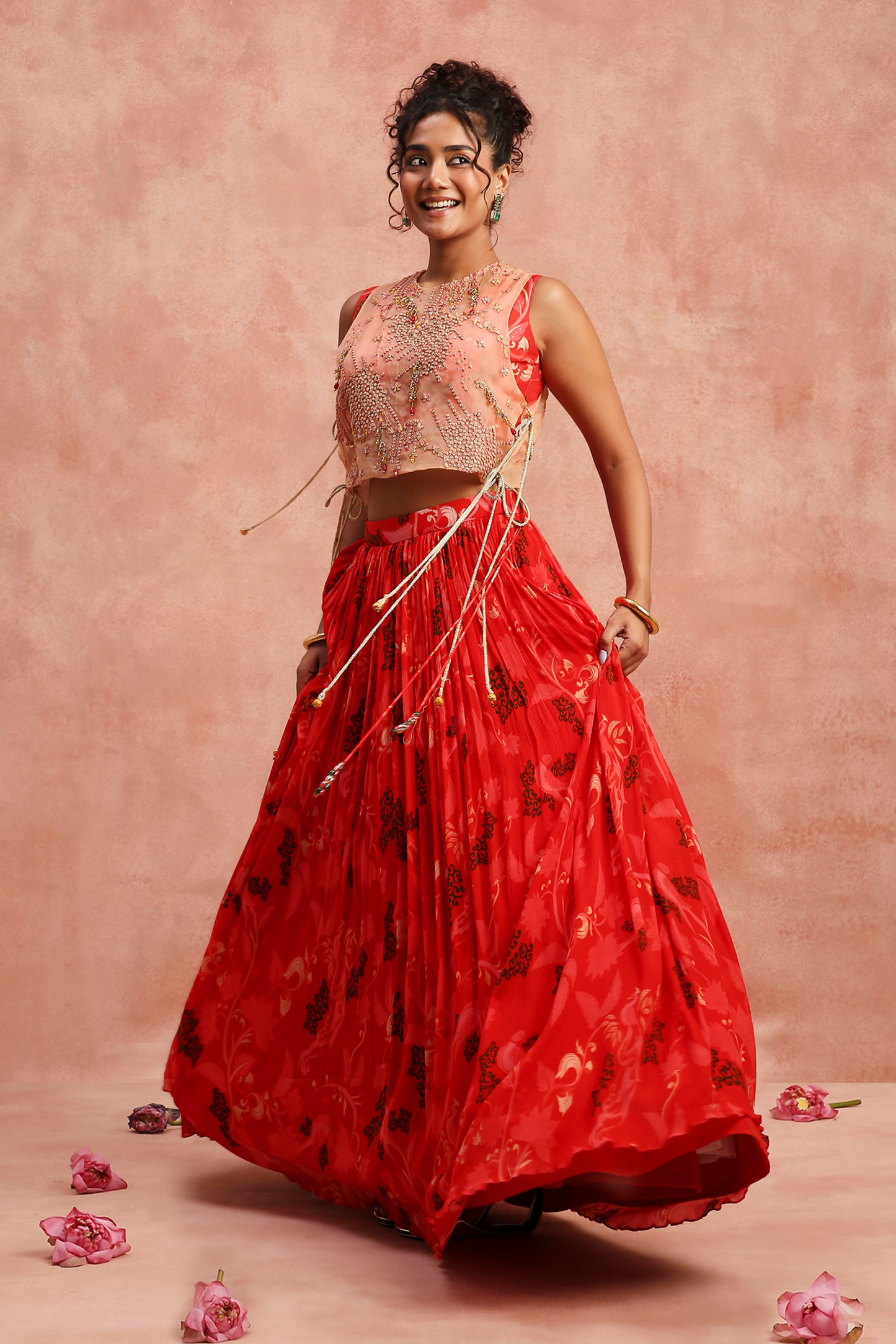 Red Lehenga with Bib