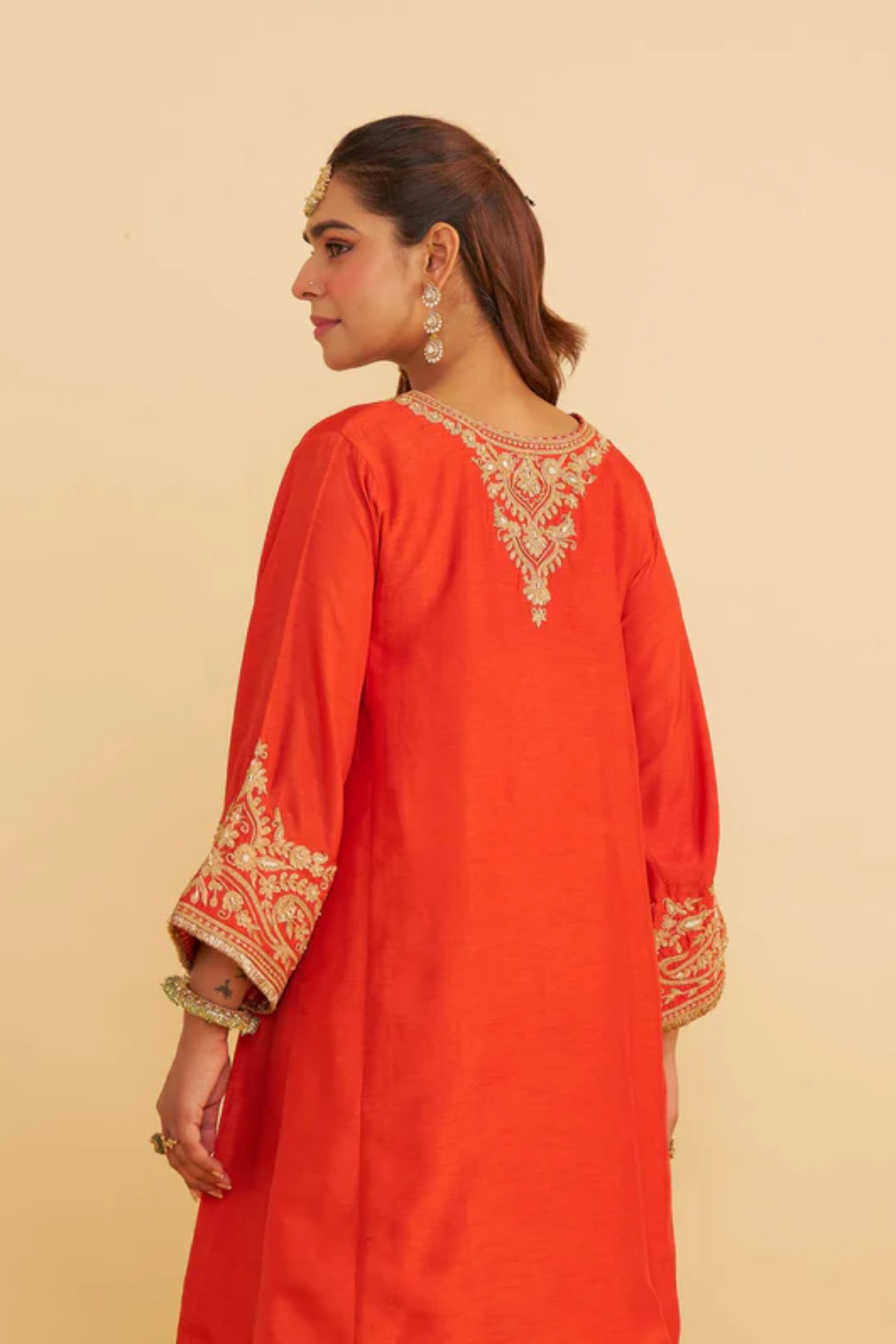 Marwa - Burnt Orange Short Chauga With Salwar and Dupatta
