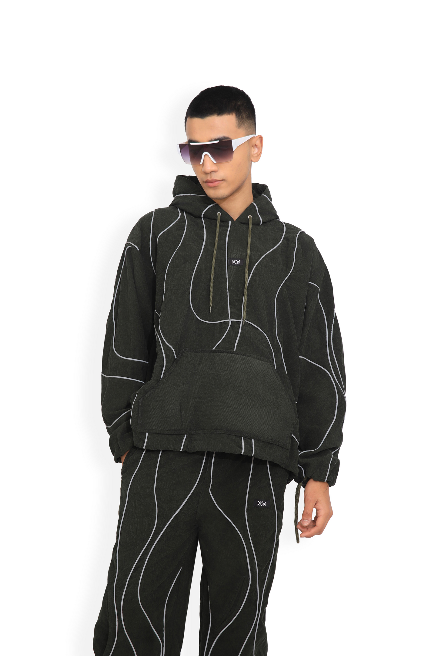 Olive Reflective Map Hoodie