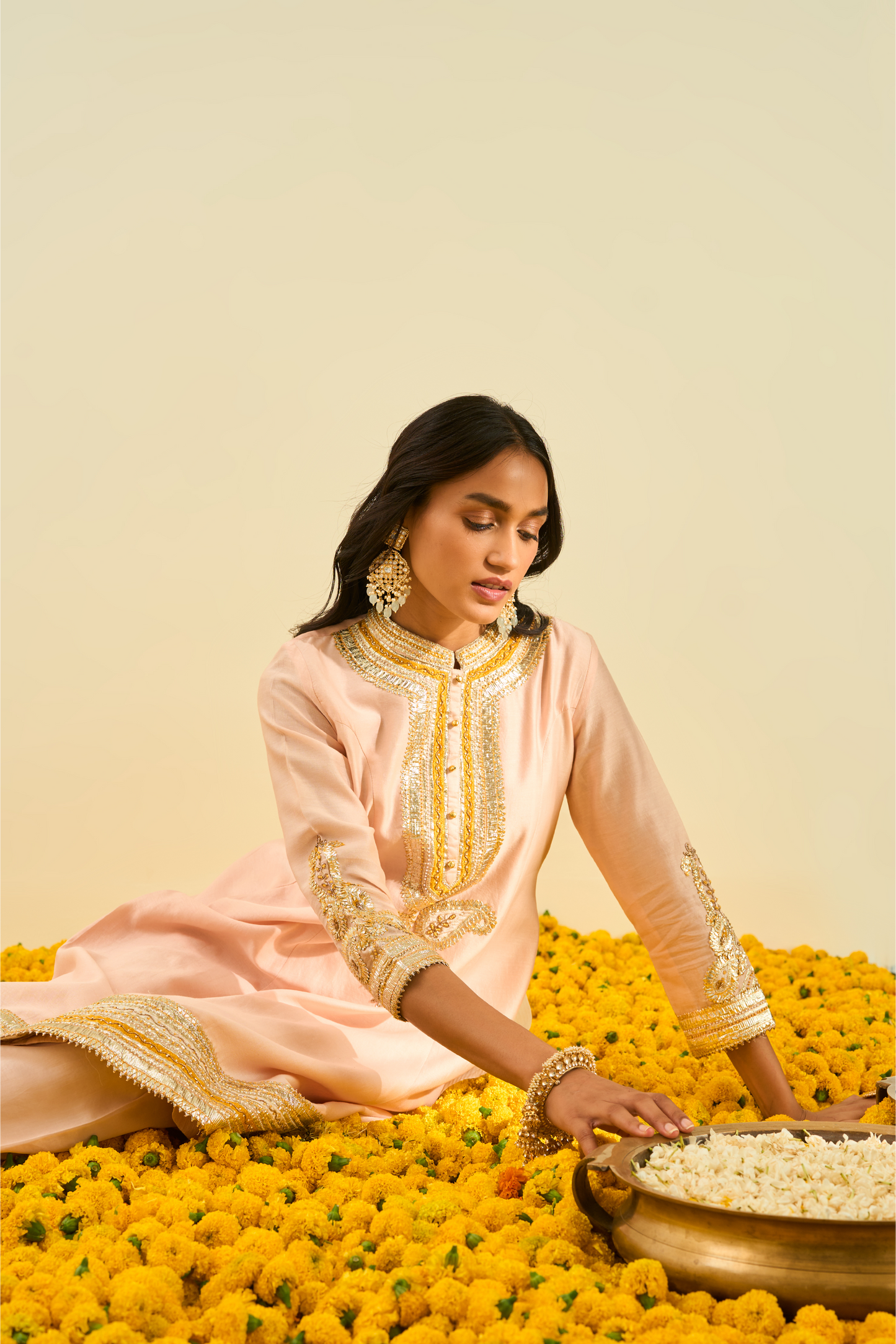 Sadirah Kurta with Salwar and Dupatta - Rosepink