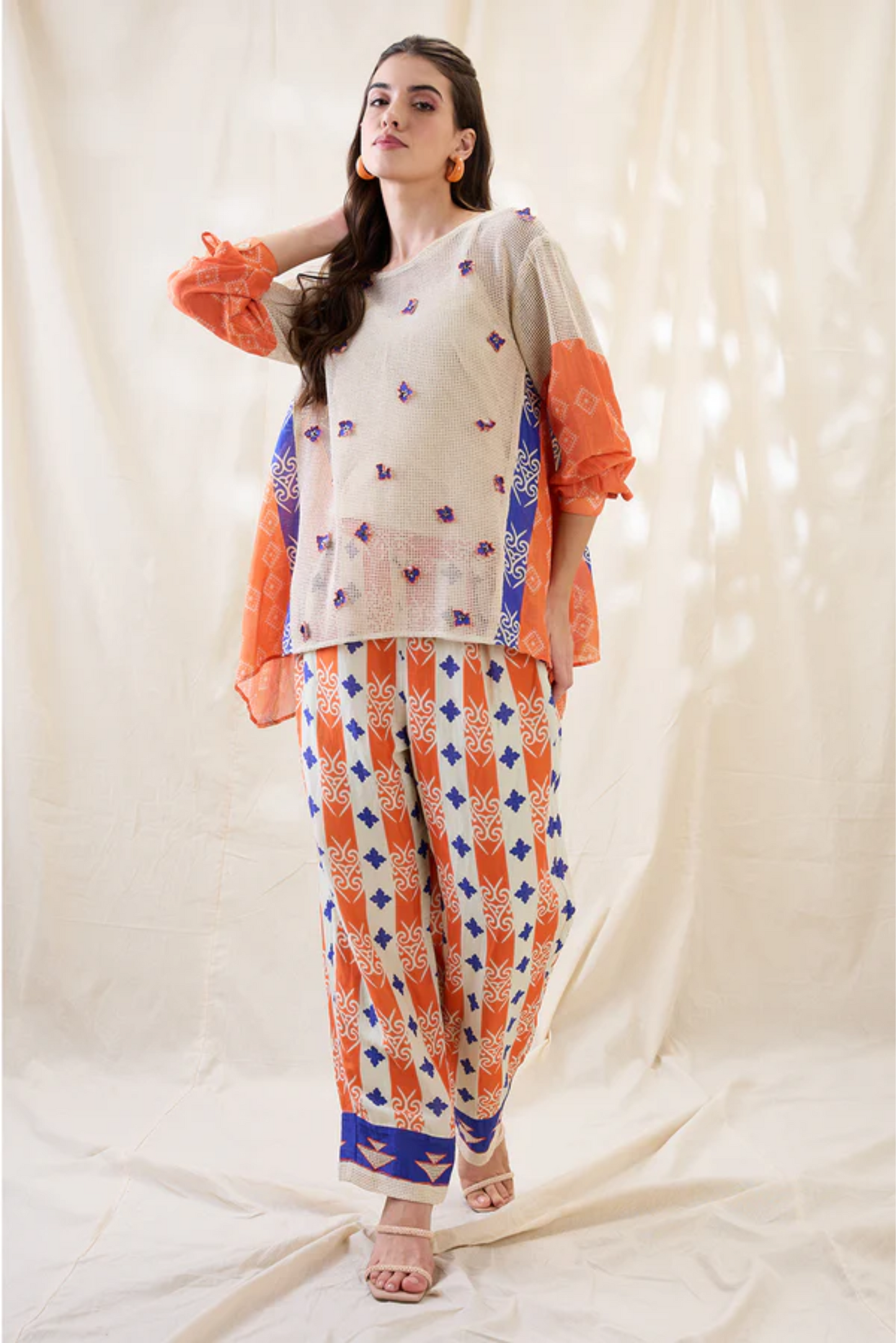 Kitchra Appliqued Co-ord Set (Orange)