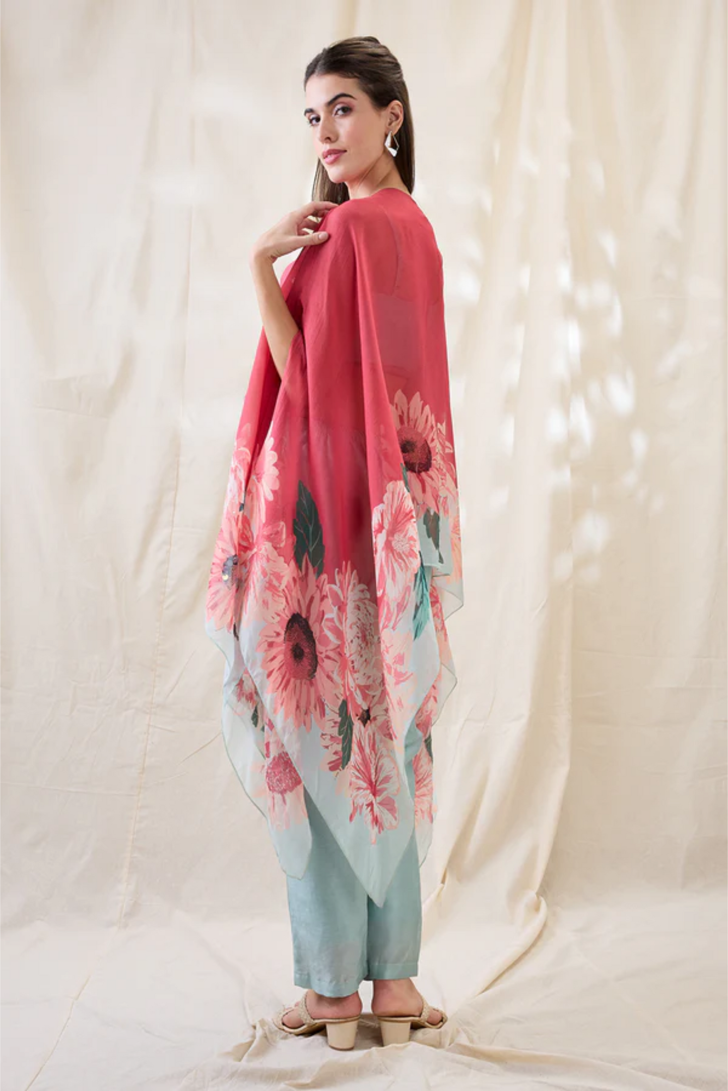 Ravya Co-ord Set with Embellished Cape