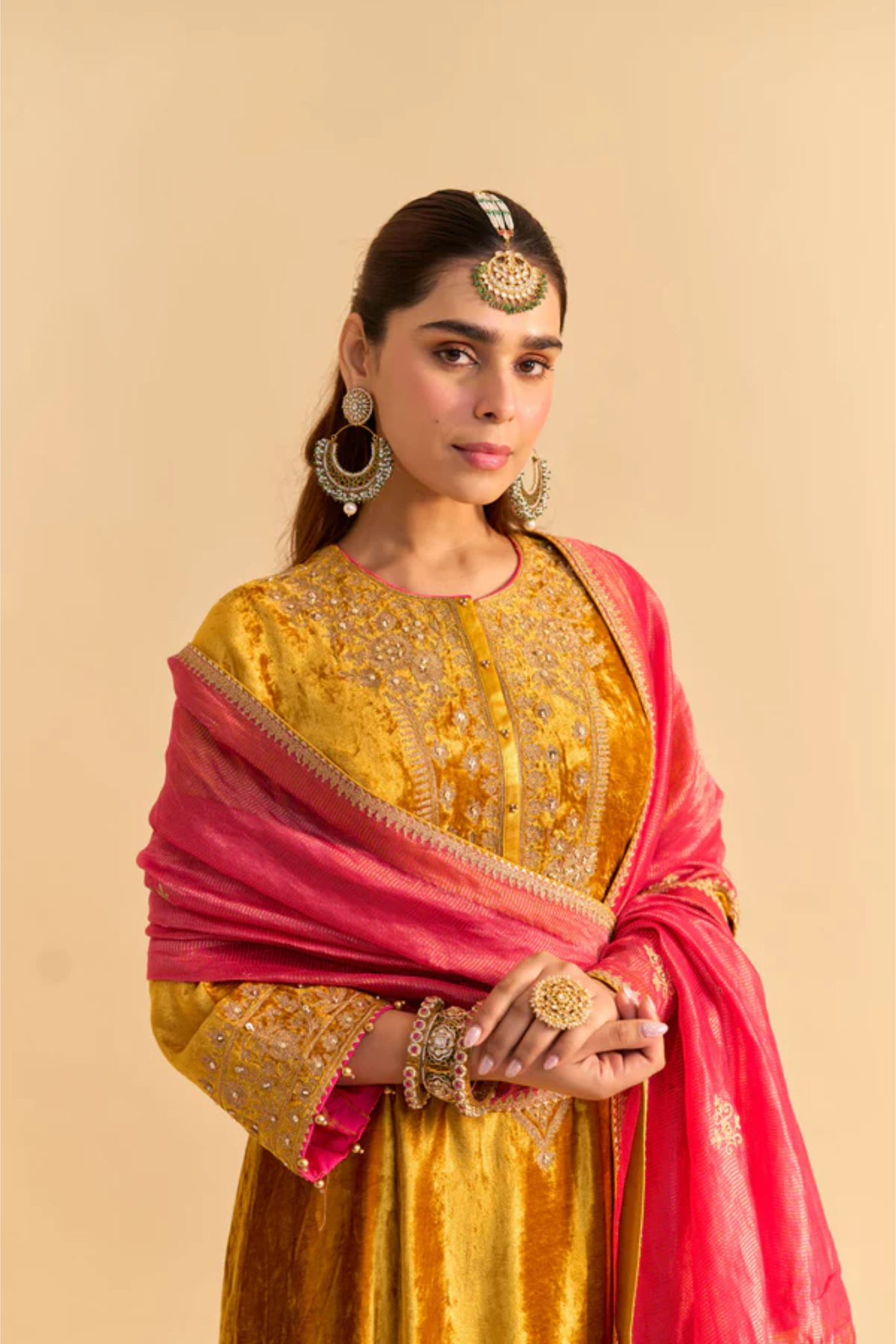 Laiba - Mustard A-line Kurta with Dhoti
