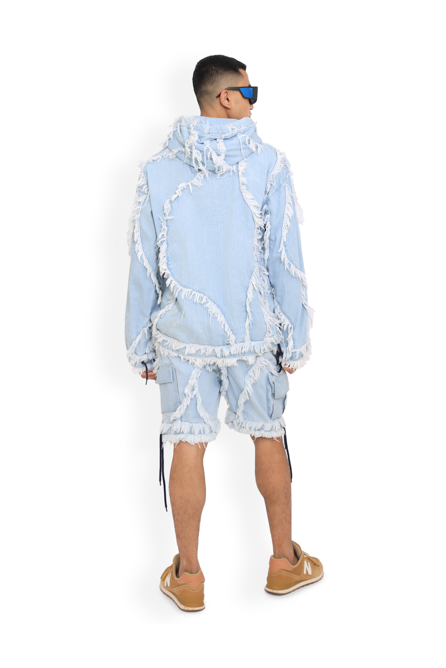 Ice Blue Distressed Hoodie