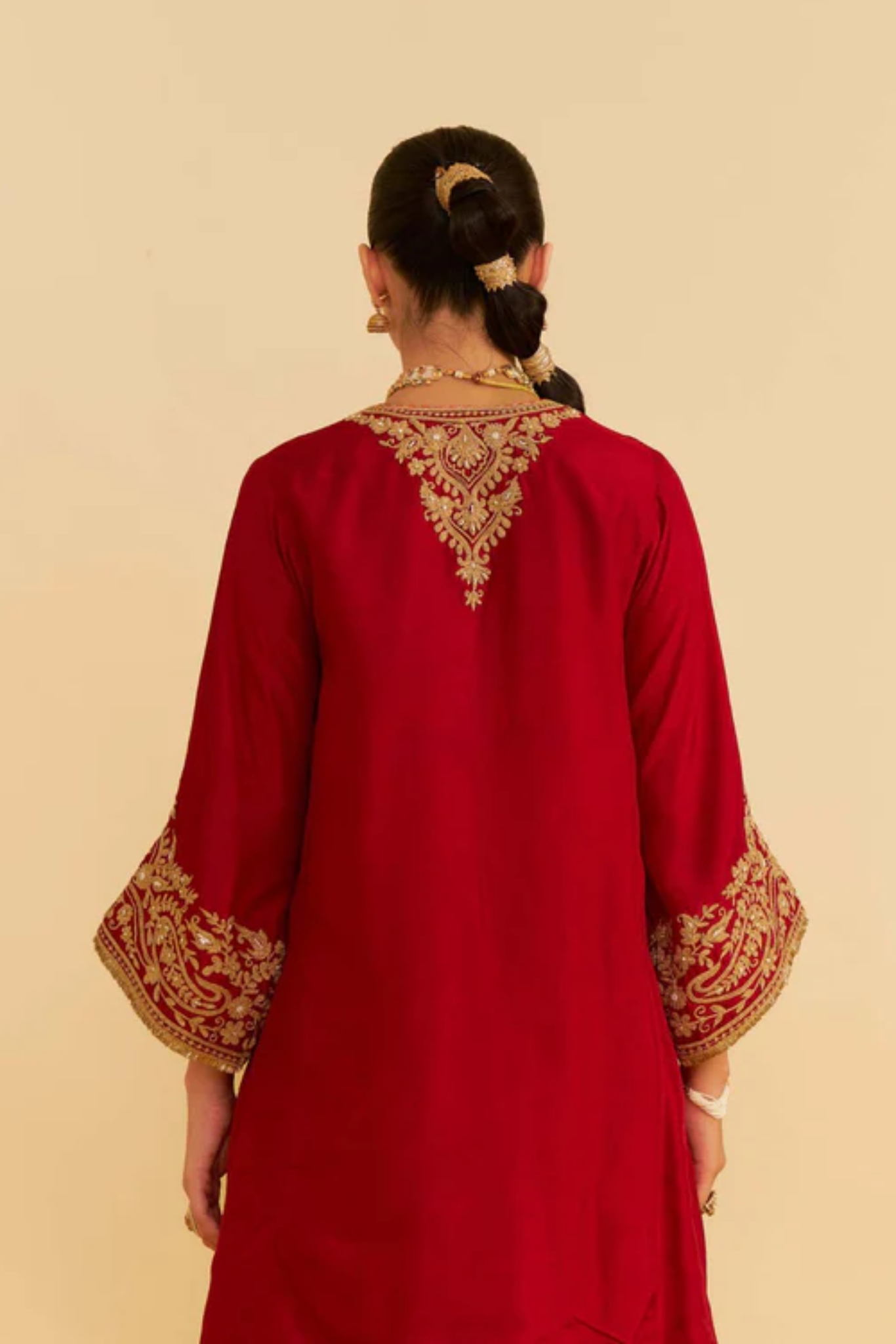 Marwa - Deep Red Short Chauga With Salwar and Dupatta