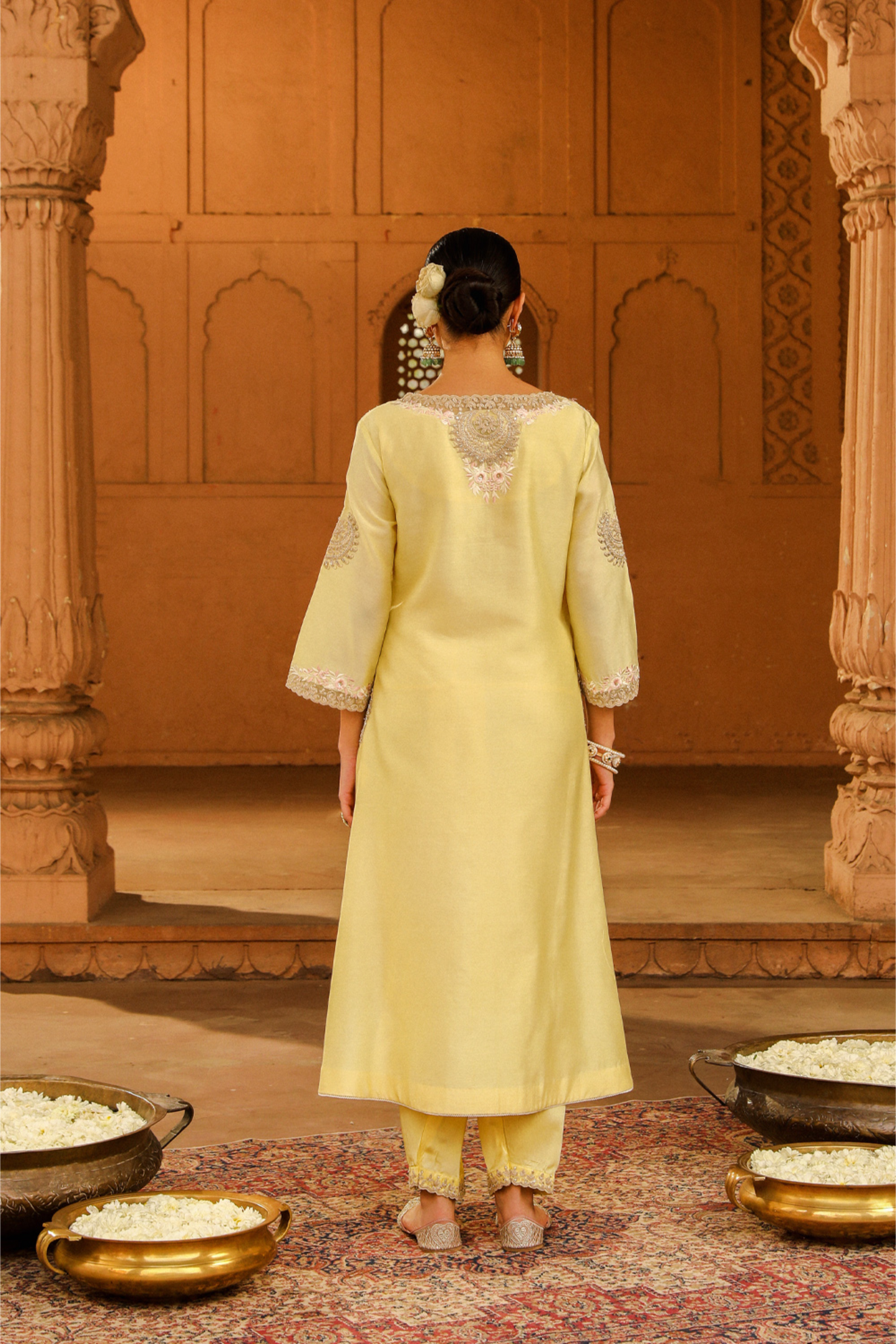 Akira A-line Chauga with Salwar - Lemon Yellow